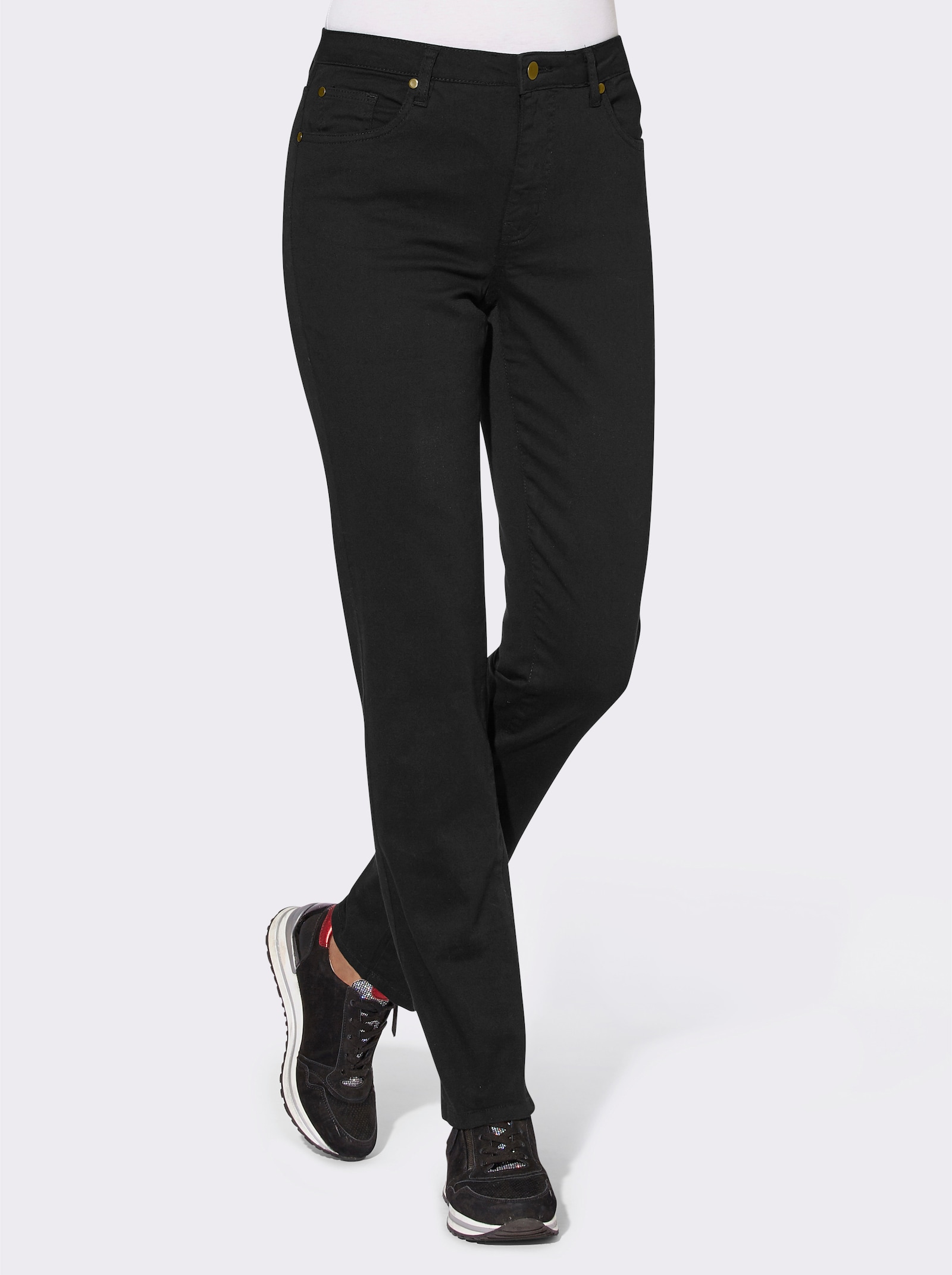 5-Pocket-Jeans mit bestickten Gesäßtaschen - schwarz