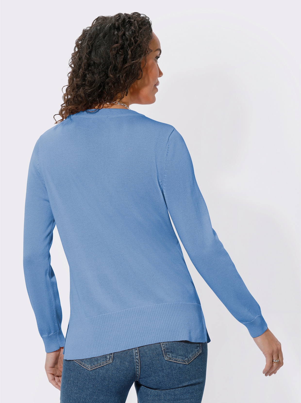 Rundhals-Pullover - himmelblau