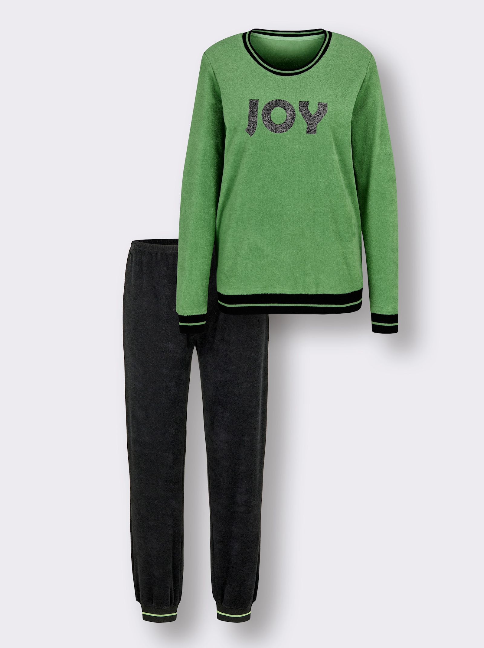 wäschepur Schlafanzug mit Ringelbündchen - apfel-schwarz