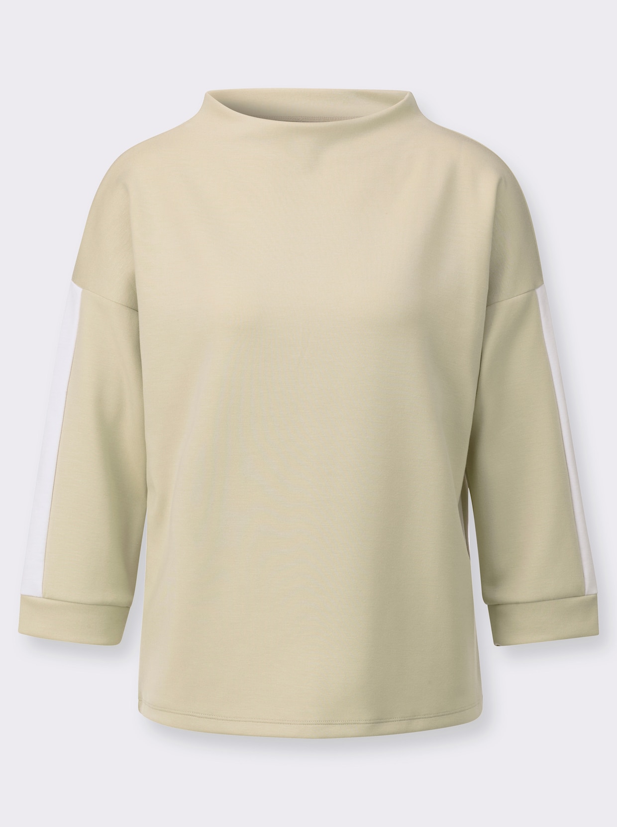Stehkragenshirt - sand-weiß