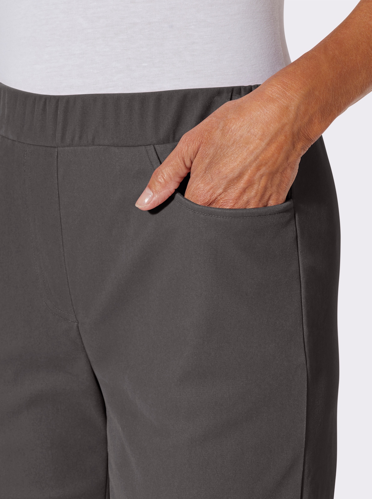 Samthose mit Rundum-Dehnbund - anthrazit