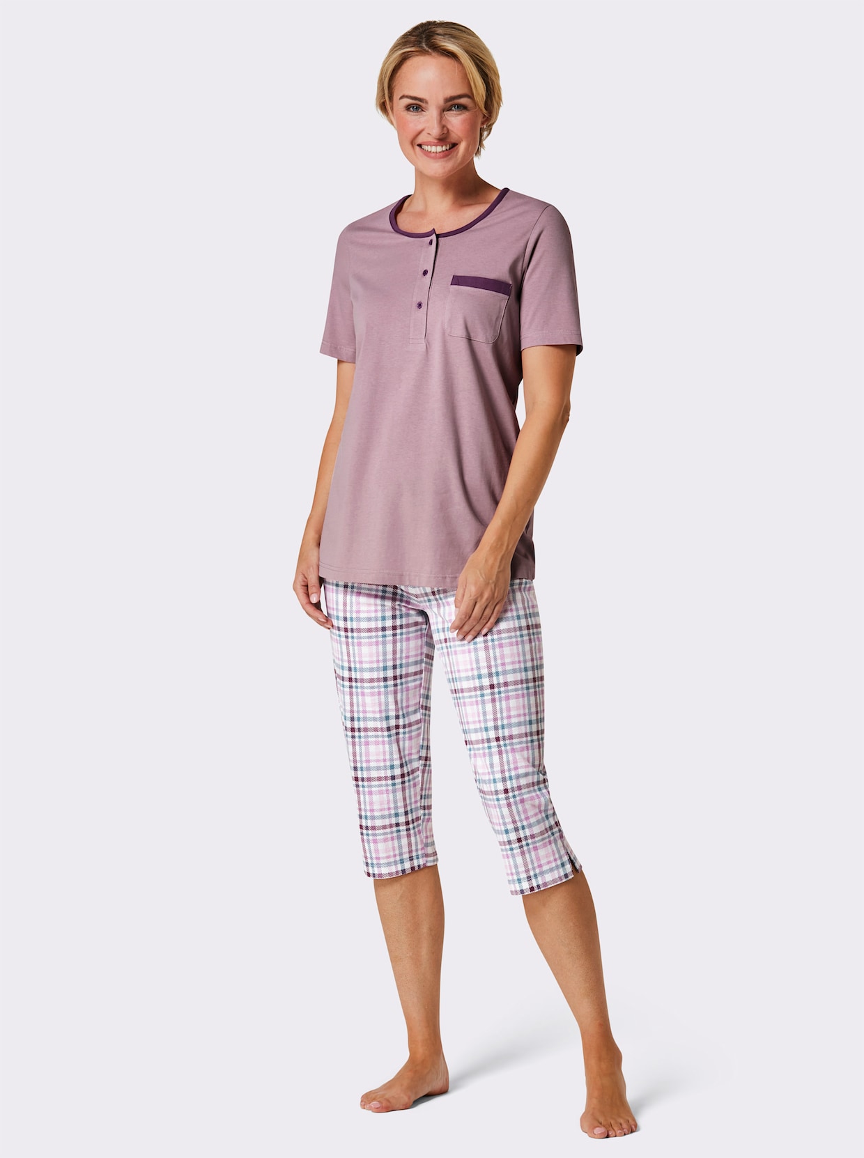 wäschepur Capri-pyjama's - roze + zacht mint