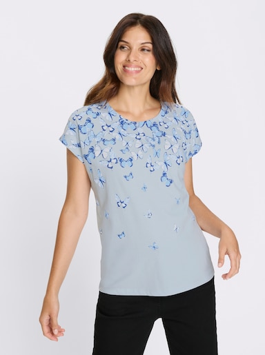 Kurzarmshirt - hellblau-royalblau