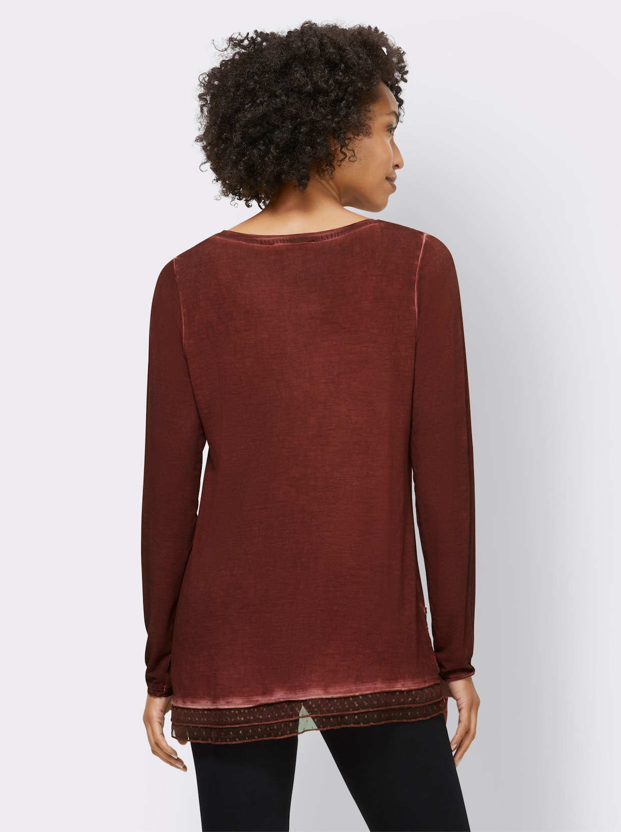 heine Shirt met ronde hals - roodbruin