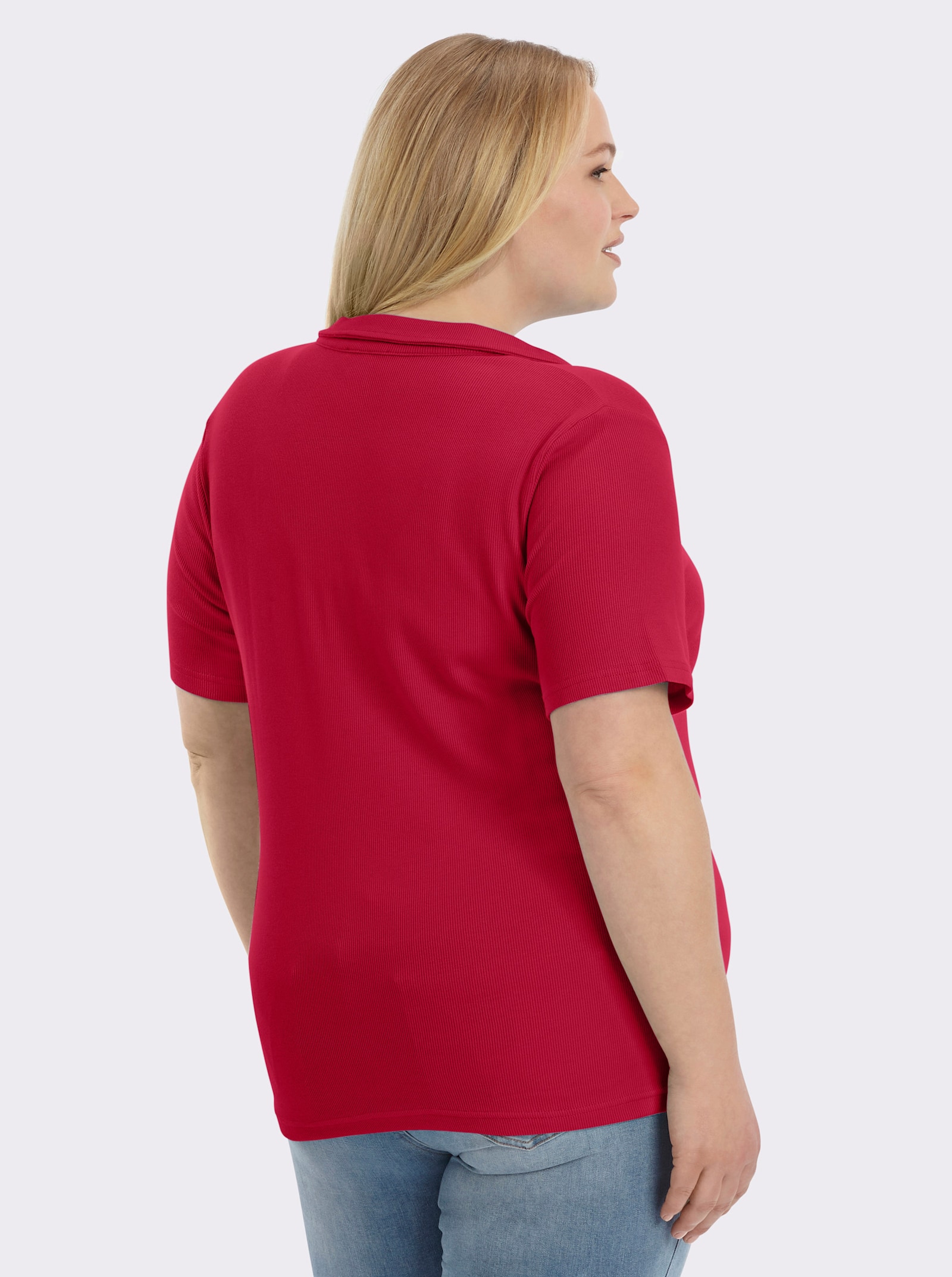 Poloshirt mit Ösen-Verzierung - rot