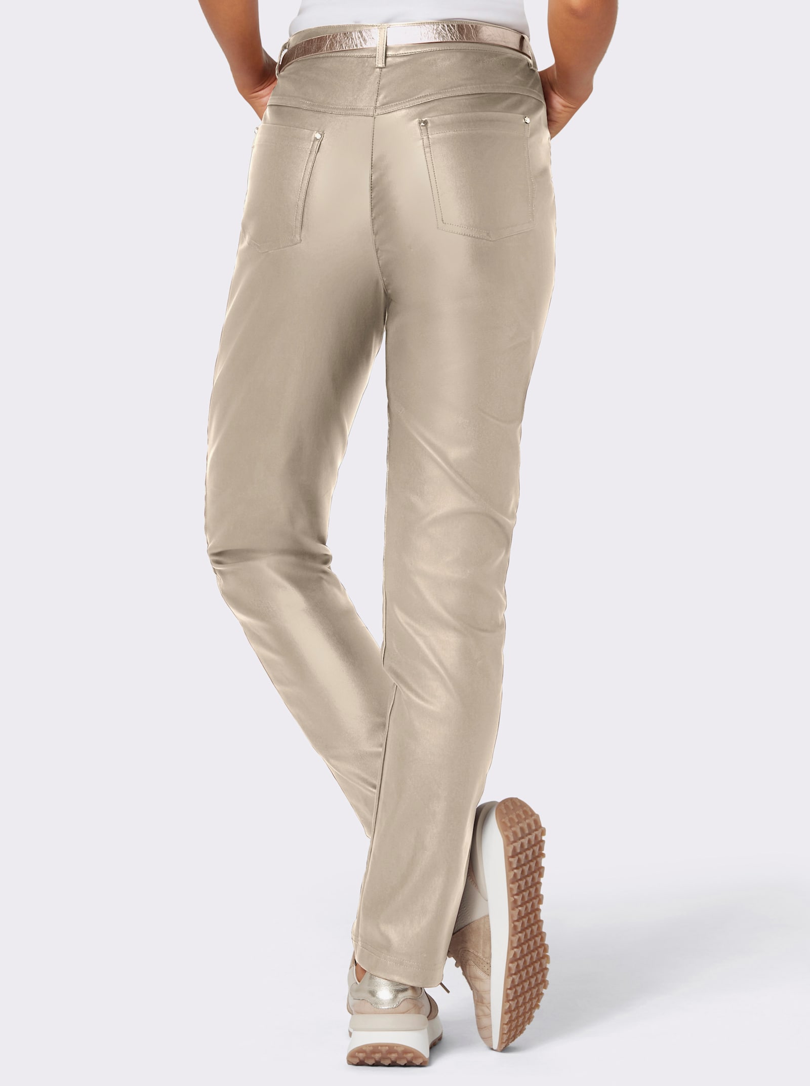 Pantalon 5 poches en synthétique - beige