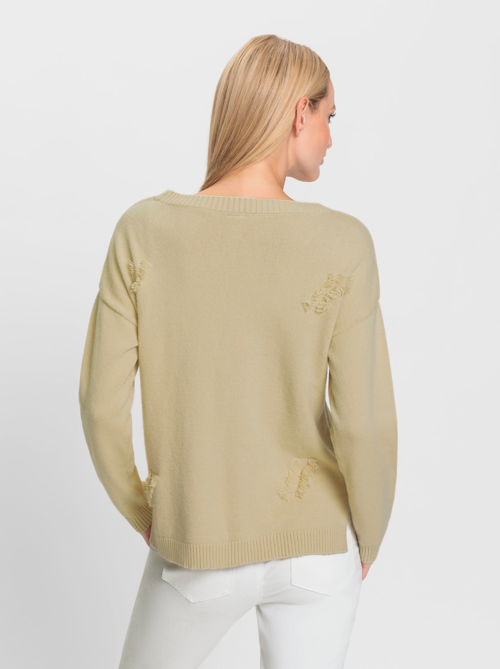 heine Feinstrickpullover mit Fransen - sand
