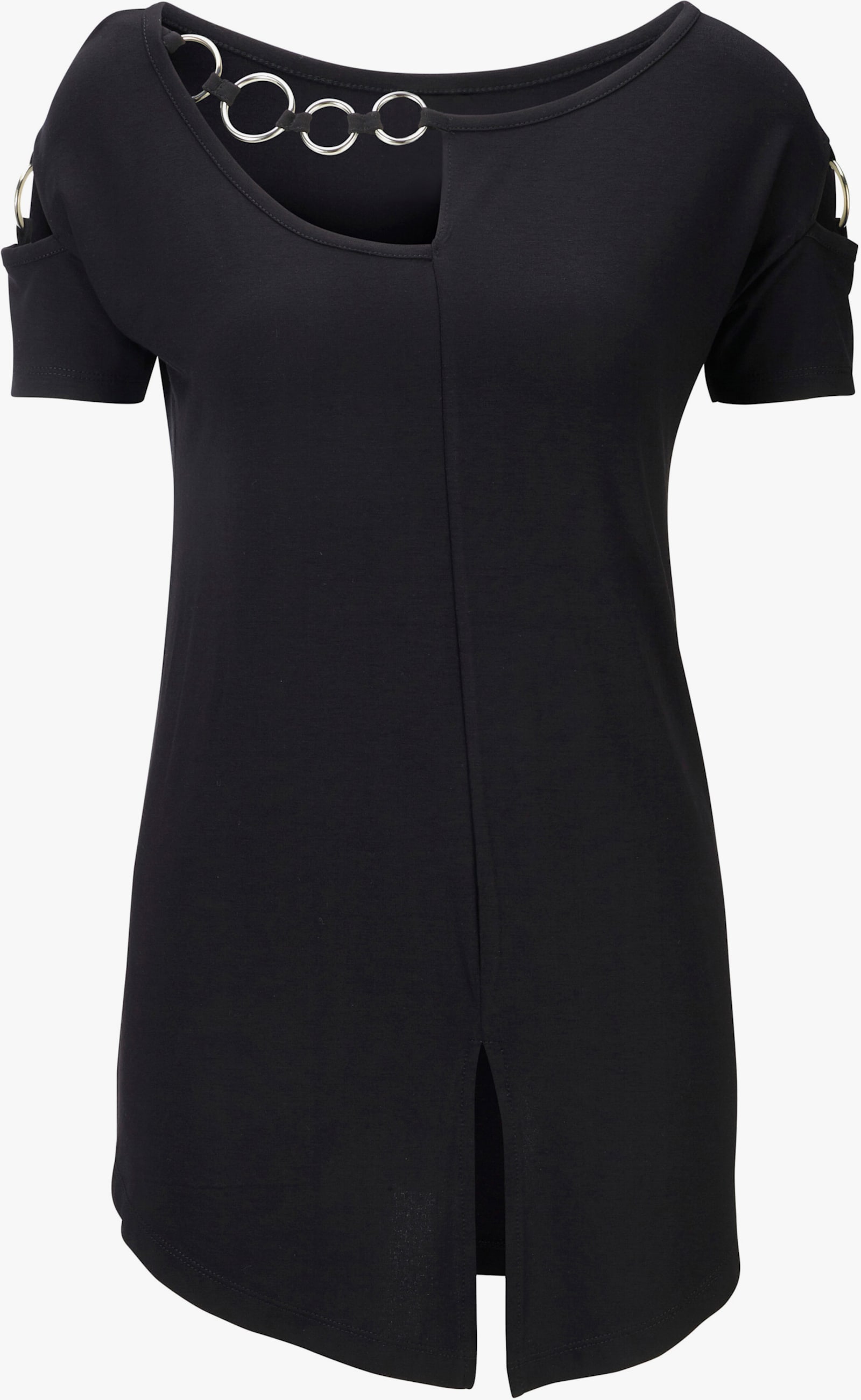 heine Kurzarmshirt mit asymmetrischem Ausschnitt - schwarz