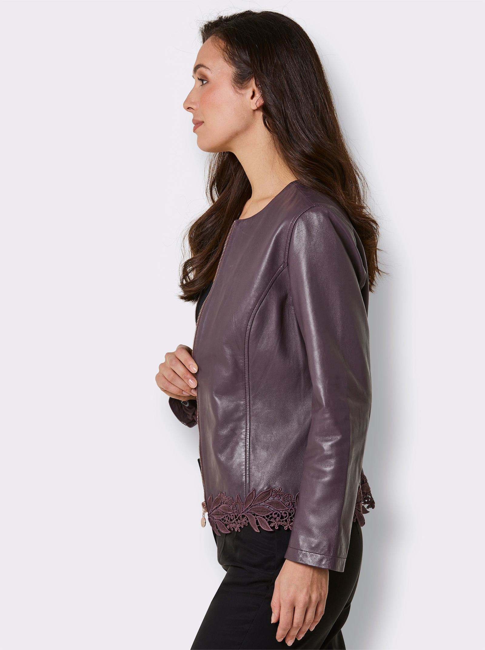 CREATION L PREMIUM Lederblazer - burgund