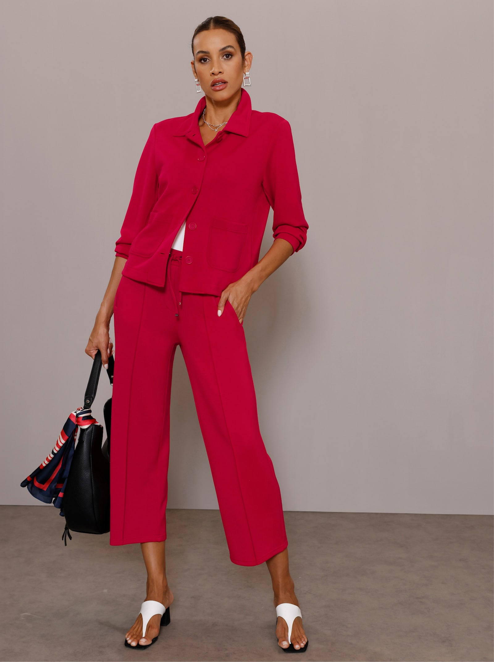 Blouson-Blazer in Interlock-Qualität - rot