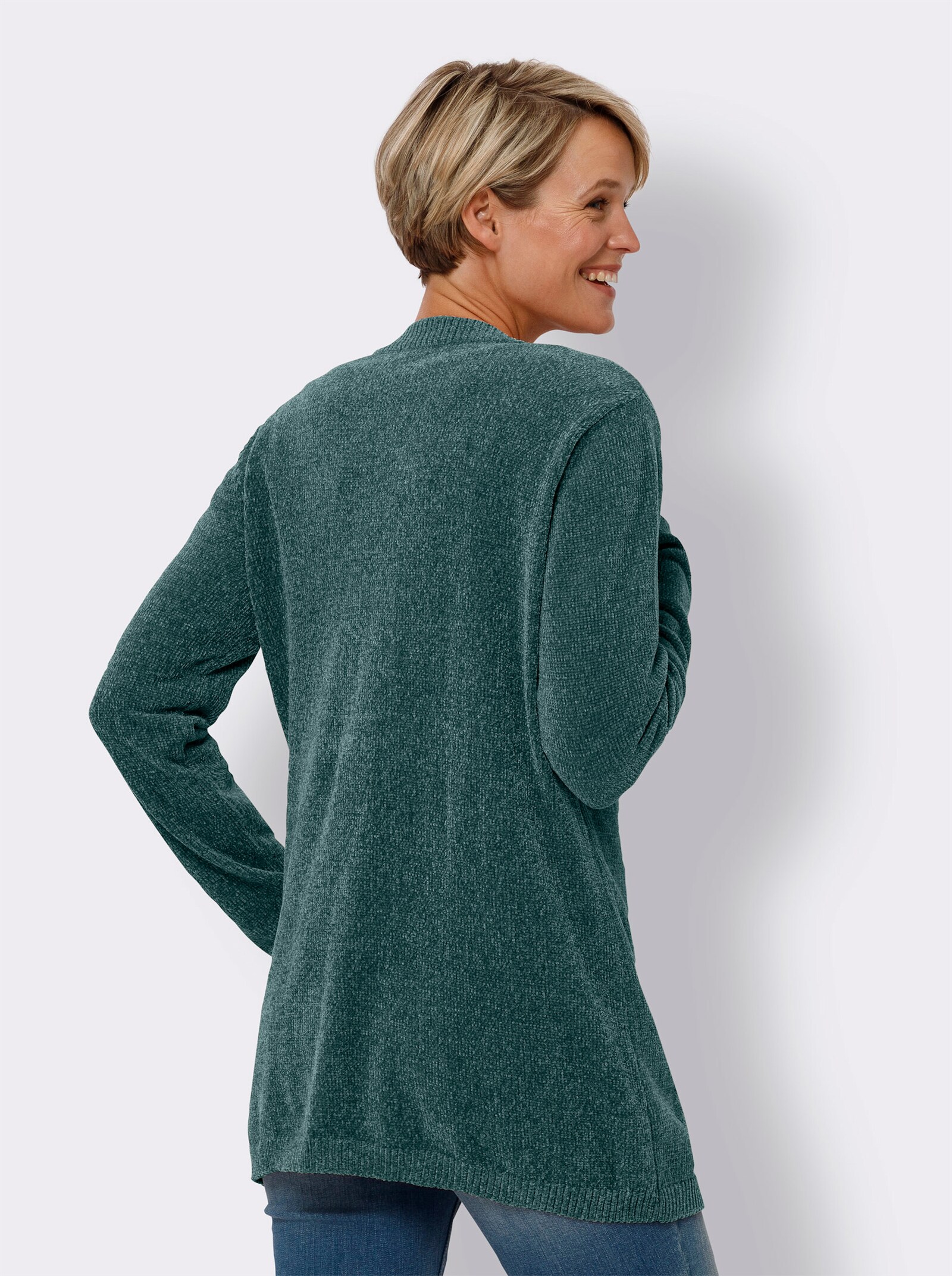 Strickjacke in Chenille-Qualität - grün