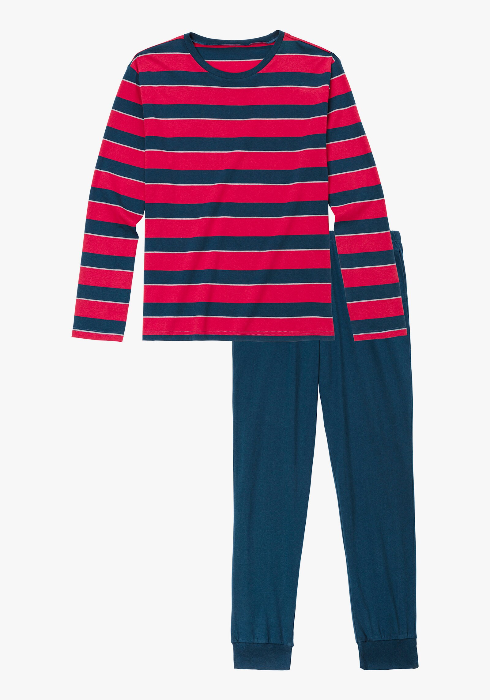 H.I.S Pyjama - rot-navy-gestreift, navy