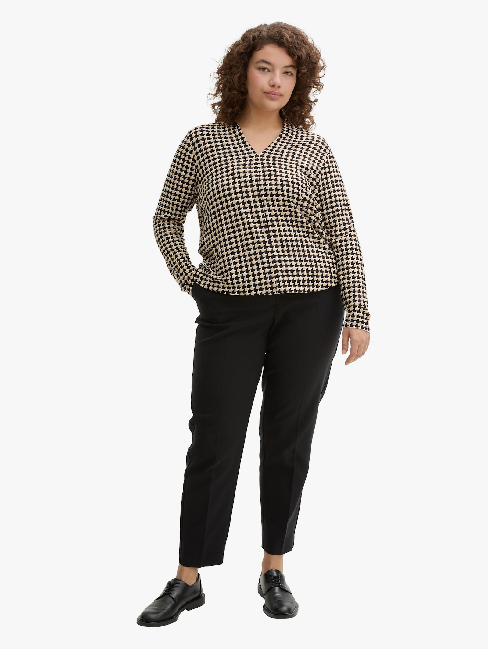 Langarmshirt - beige geometric minimal