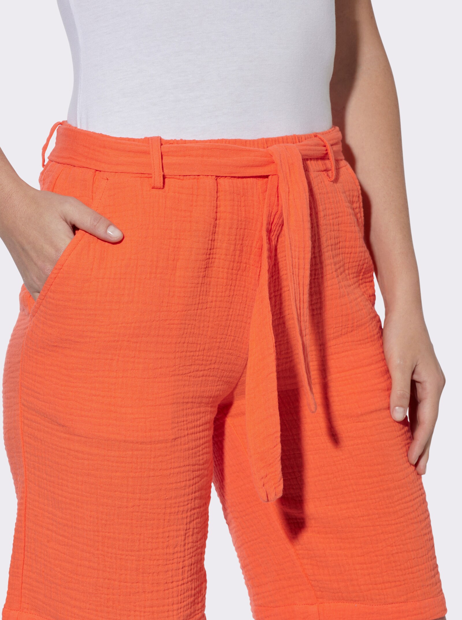 Strandbroek van mousseline - oranje