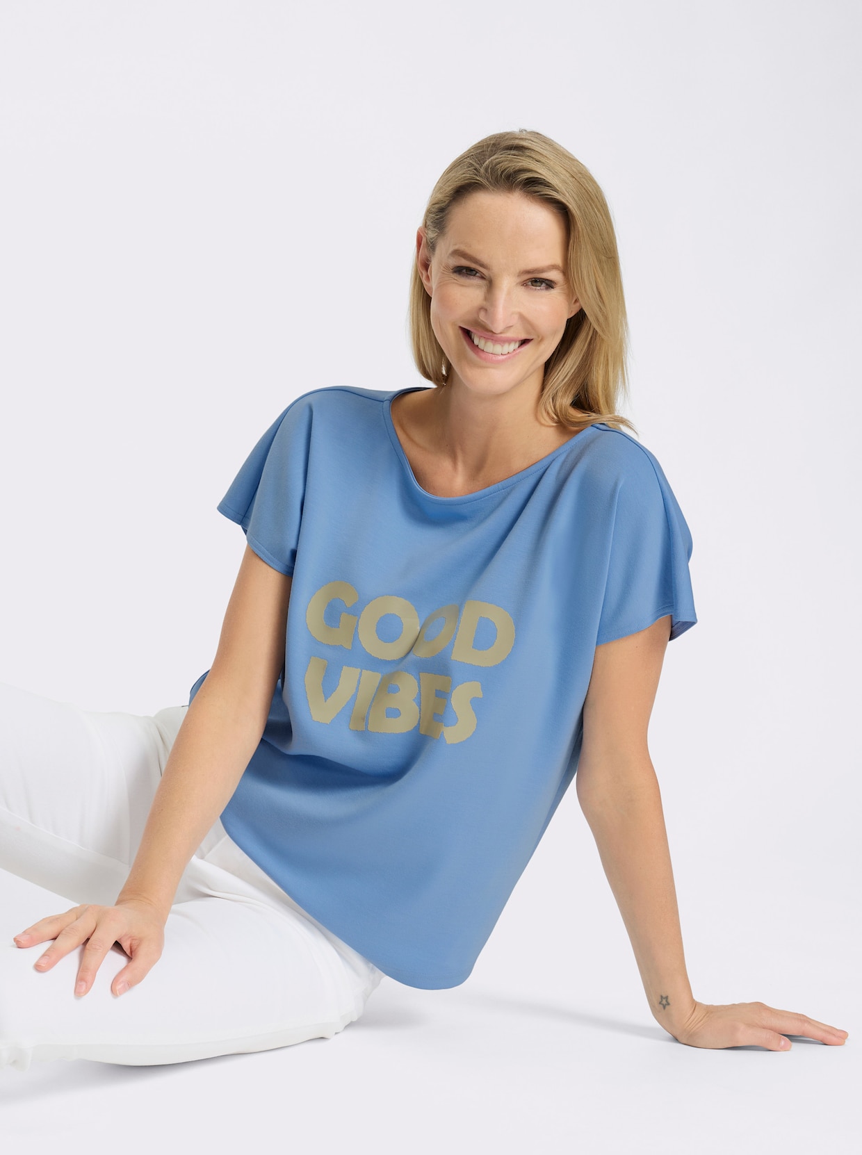 heine Kurzarmshirt - himmelblau-sand