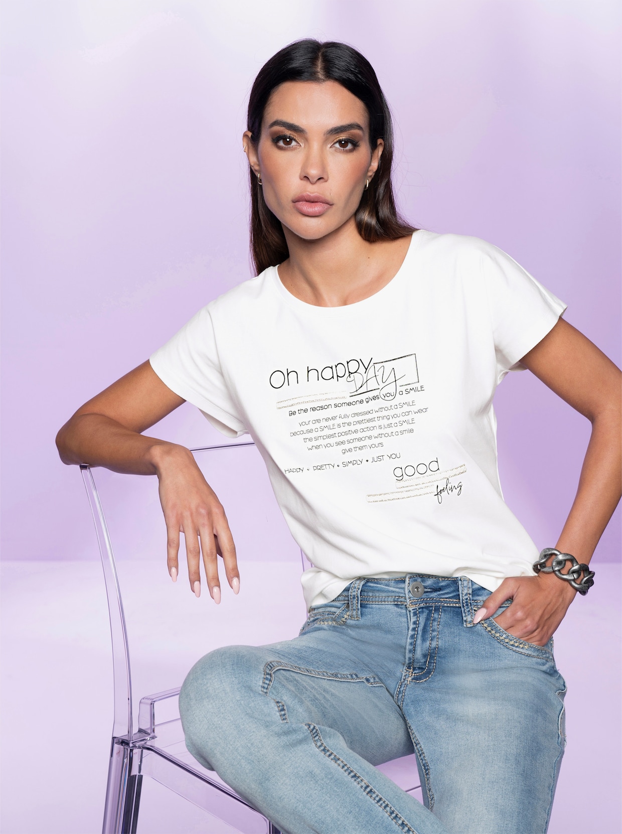 heine Shirt met korte mouwen - ecru