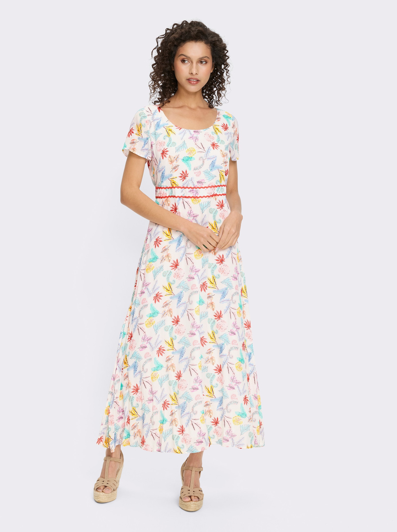 heine Robe tissée - blanc-corail imprimé