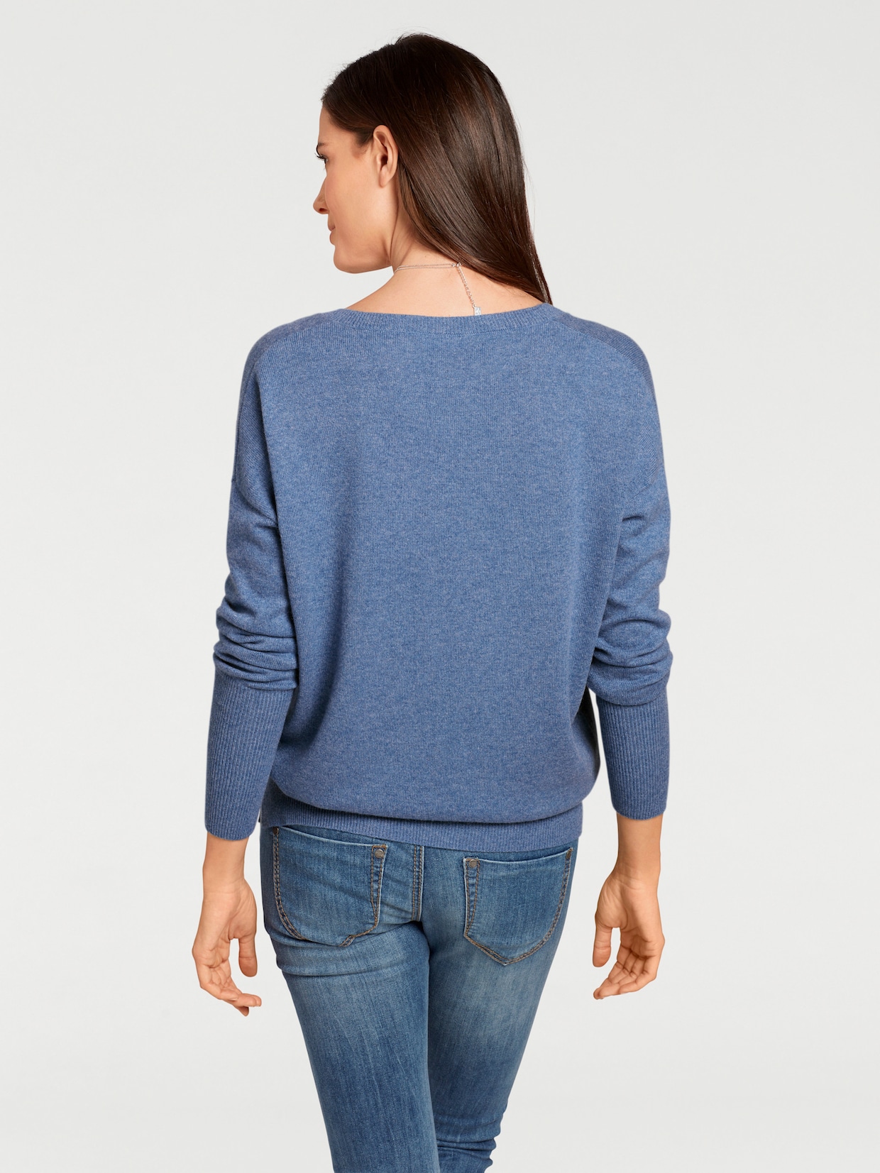 heine Pull col V - bleu