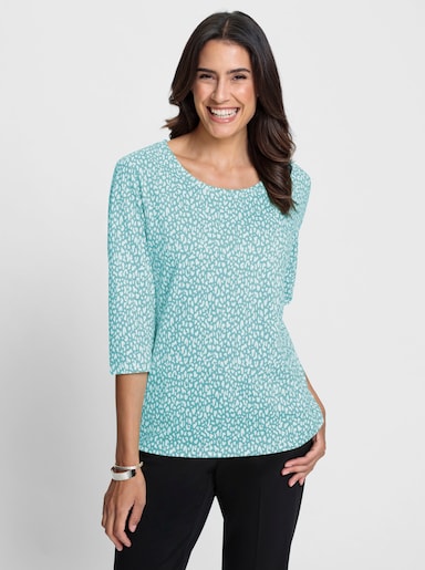 3/4-Arm-Shirt mit Minimal-Druck - weiß-ozean-bedruckt
