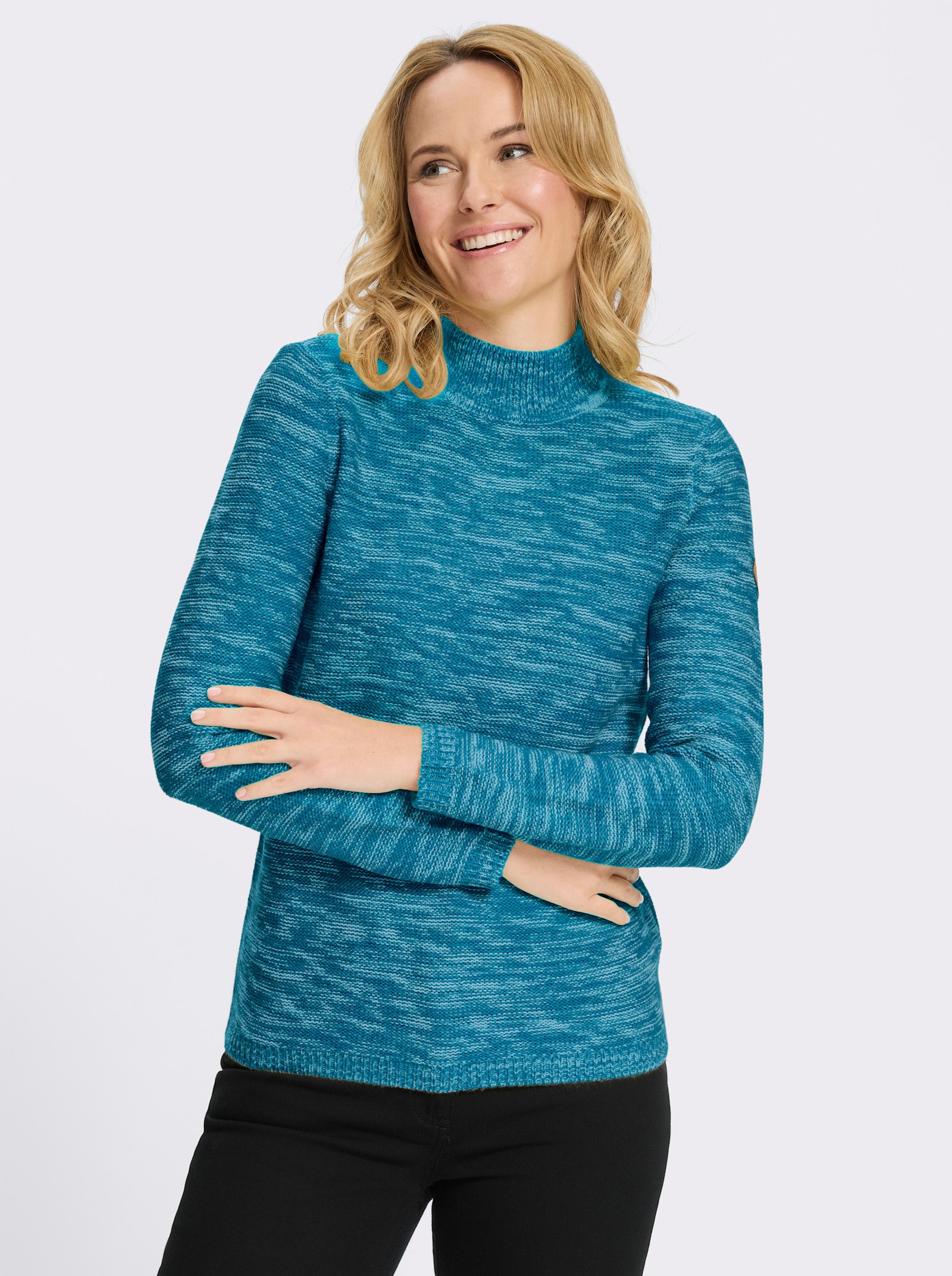 Stehkragenpullover aus Melange-Strick - topas-meliert