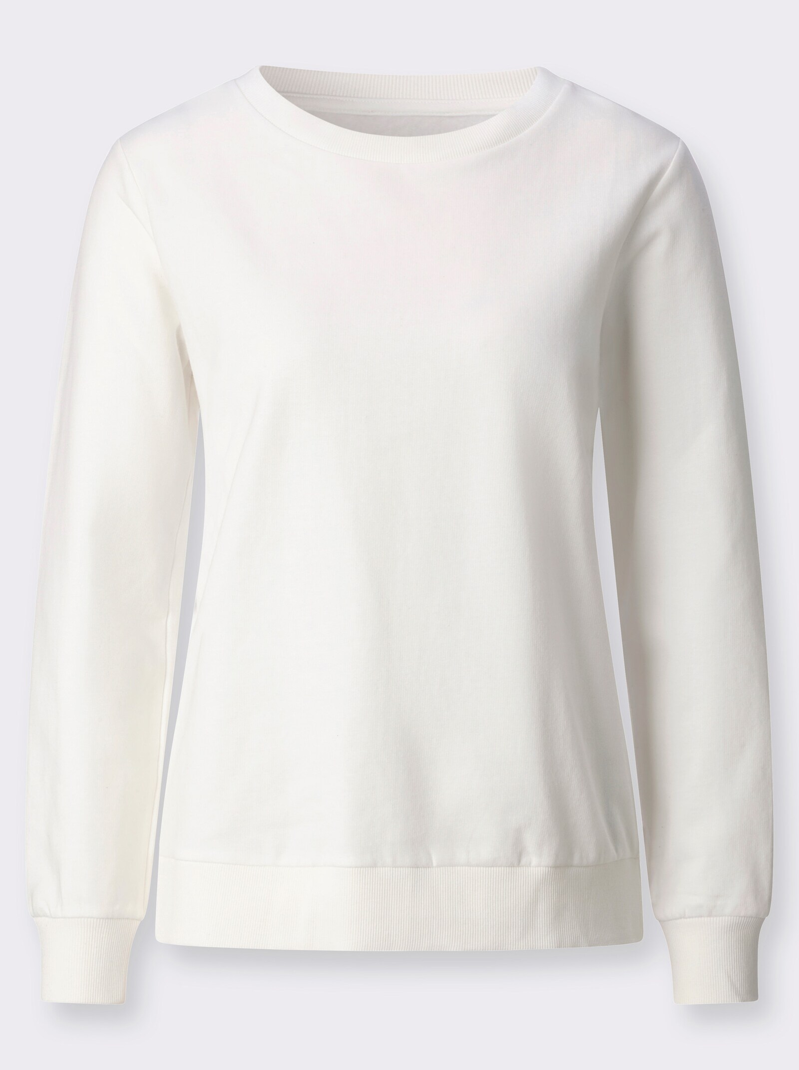 Sweatshirt mit Ripp-Abschlüssen - ecru