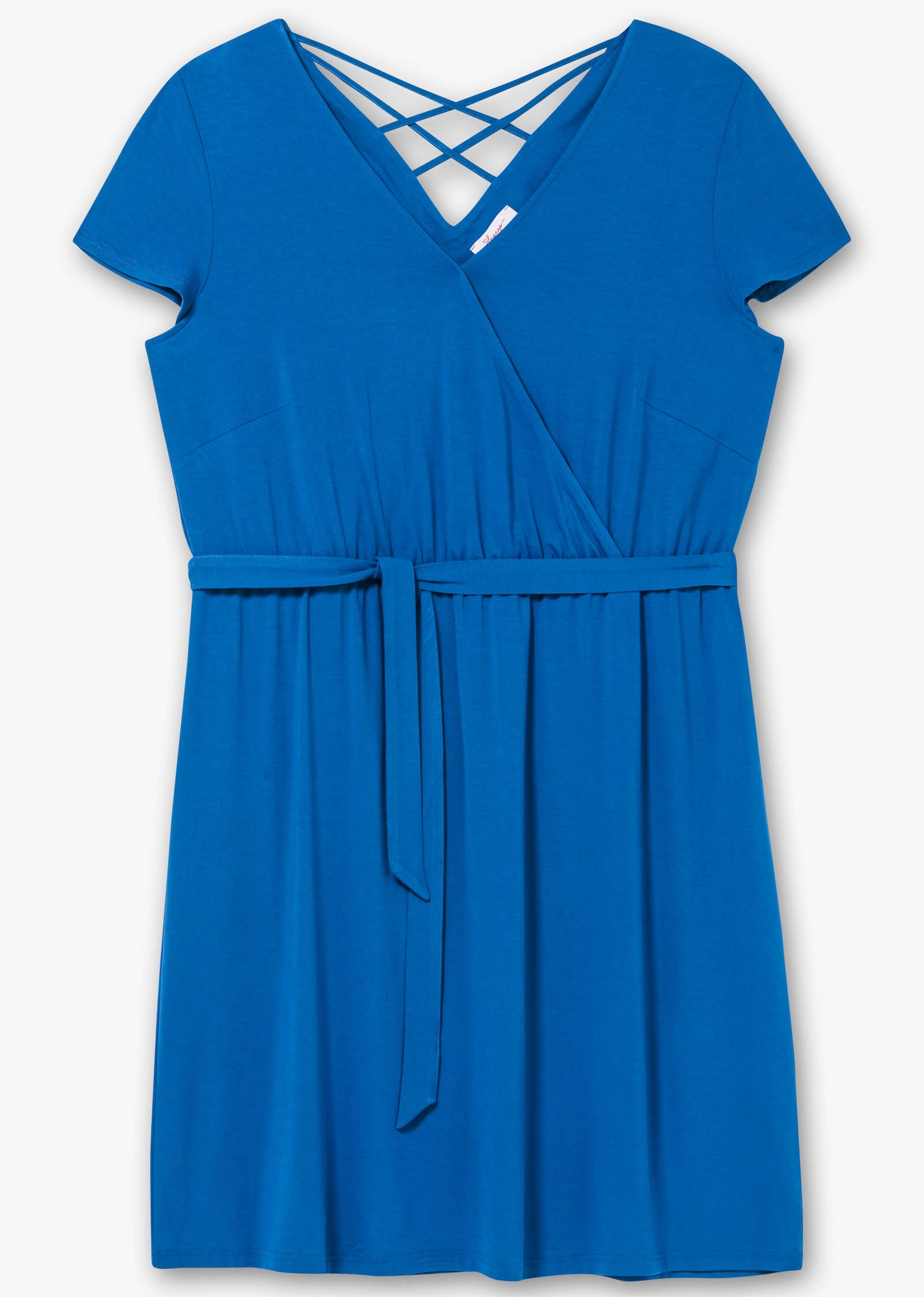 sheego Jerseyjurk met uitsnijding op de rug - kobaltblauw