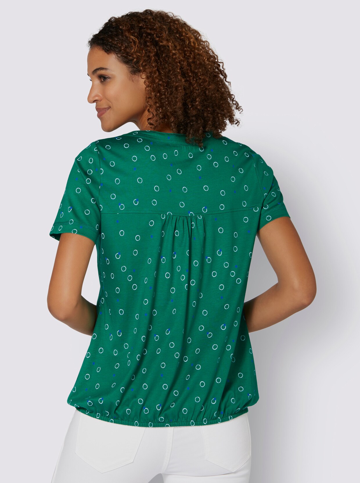 Print-Shirt - grün-weiß-bedruckt