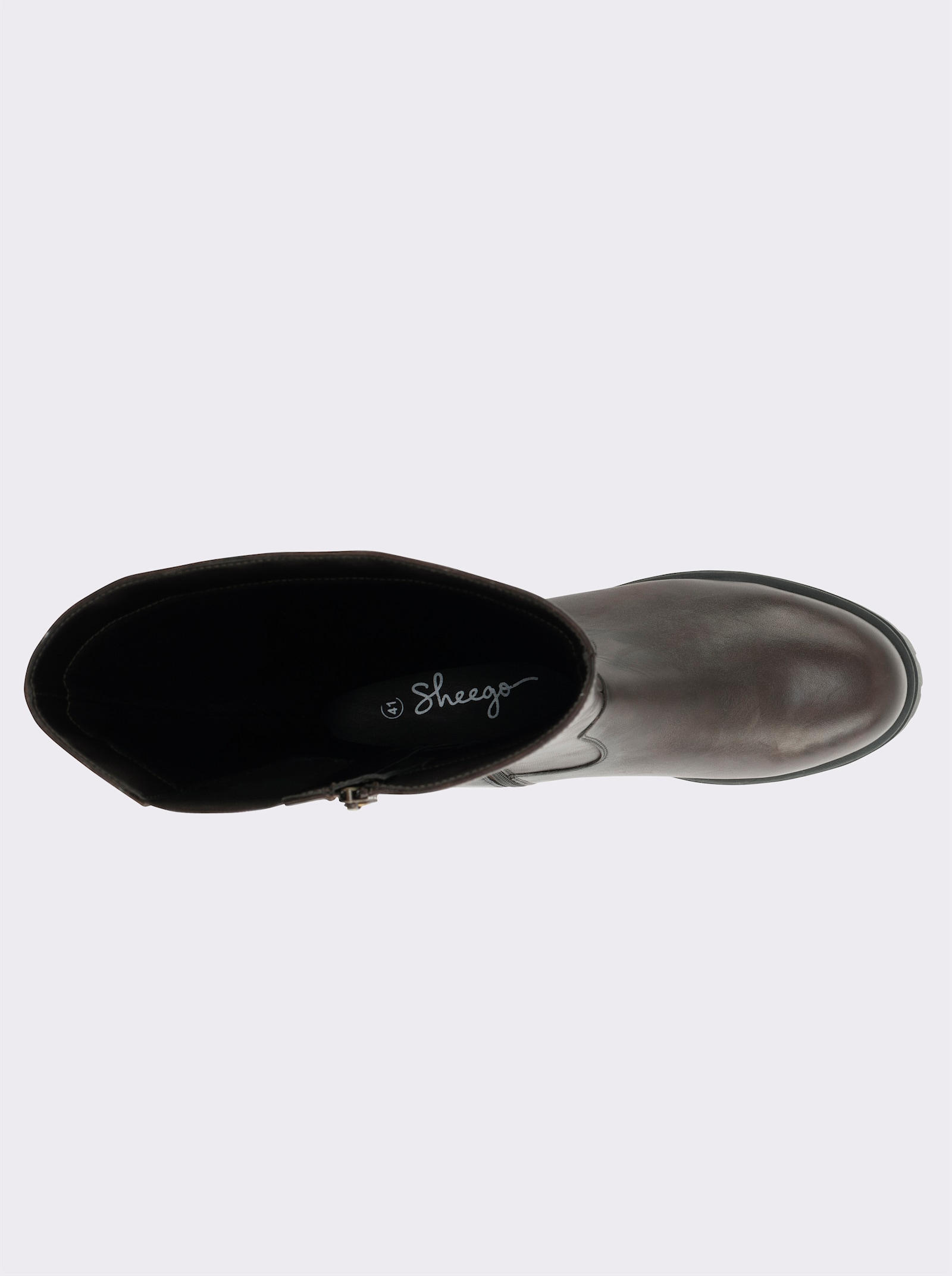 sheego Weitschaftstiefel aus Rindsleder - schoko