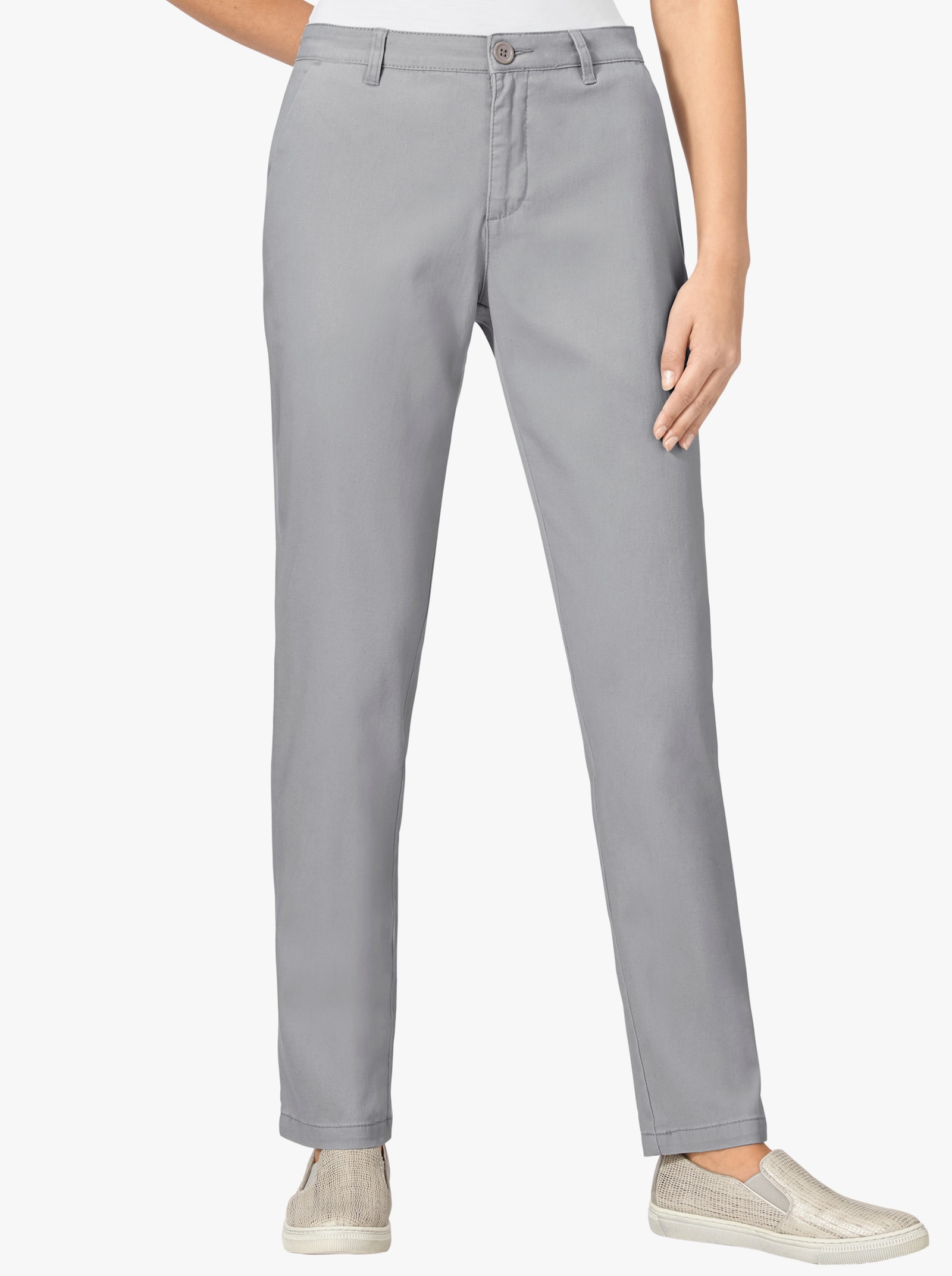 Boyfriend-Hose mit Gürtelschlaufen - grau