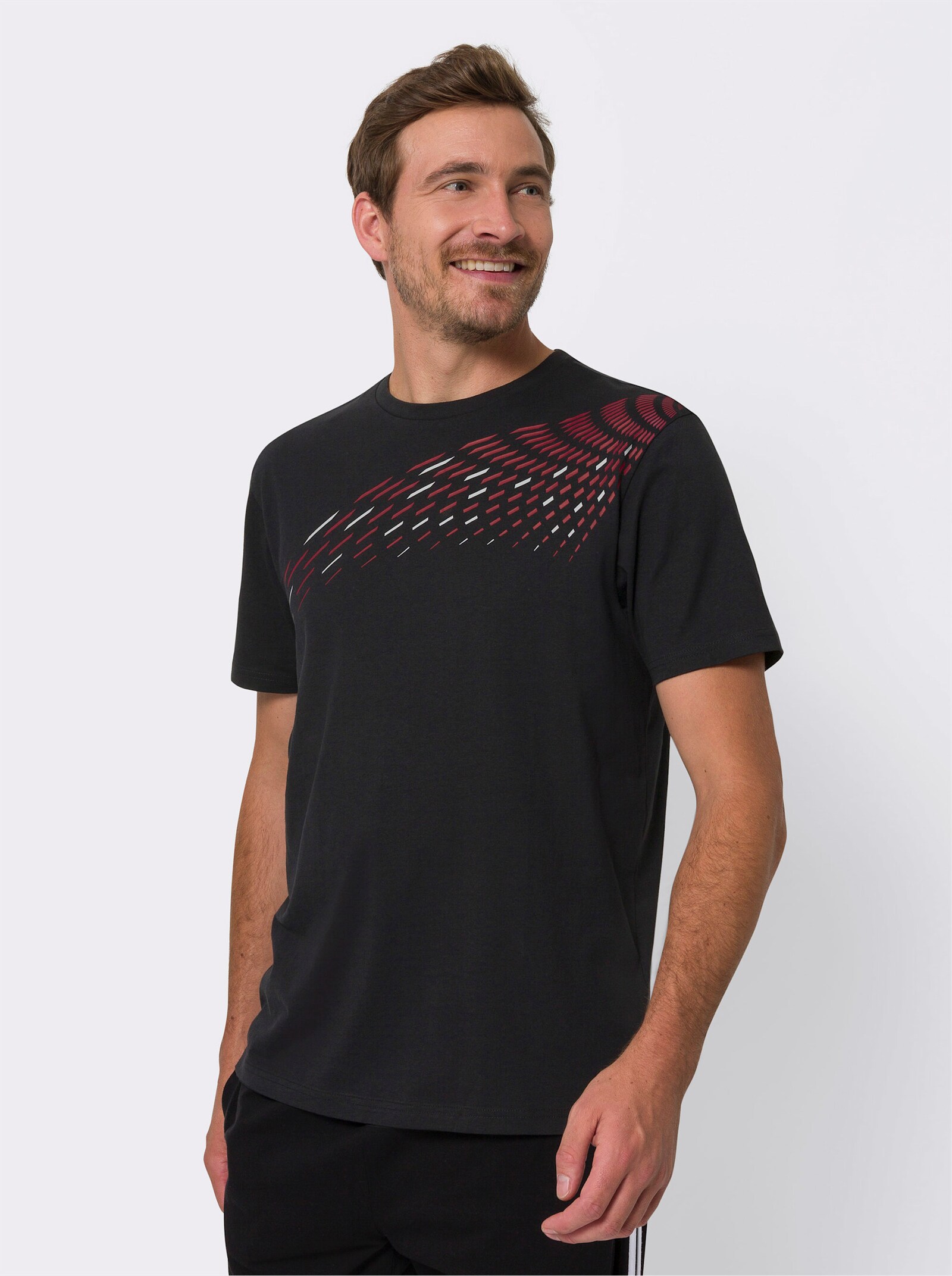 Vrijetijdsshirt van puur katoen - zwart/kers