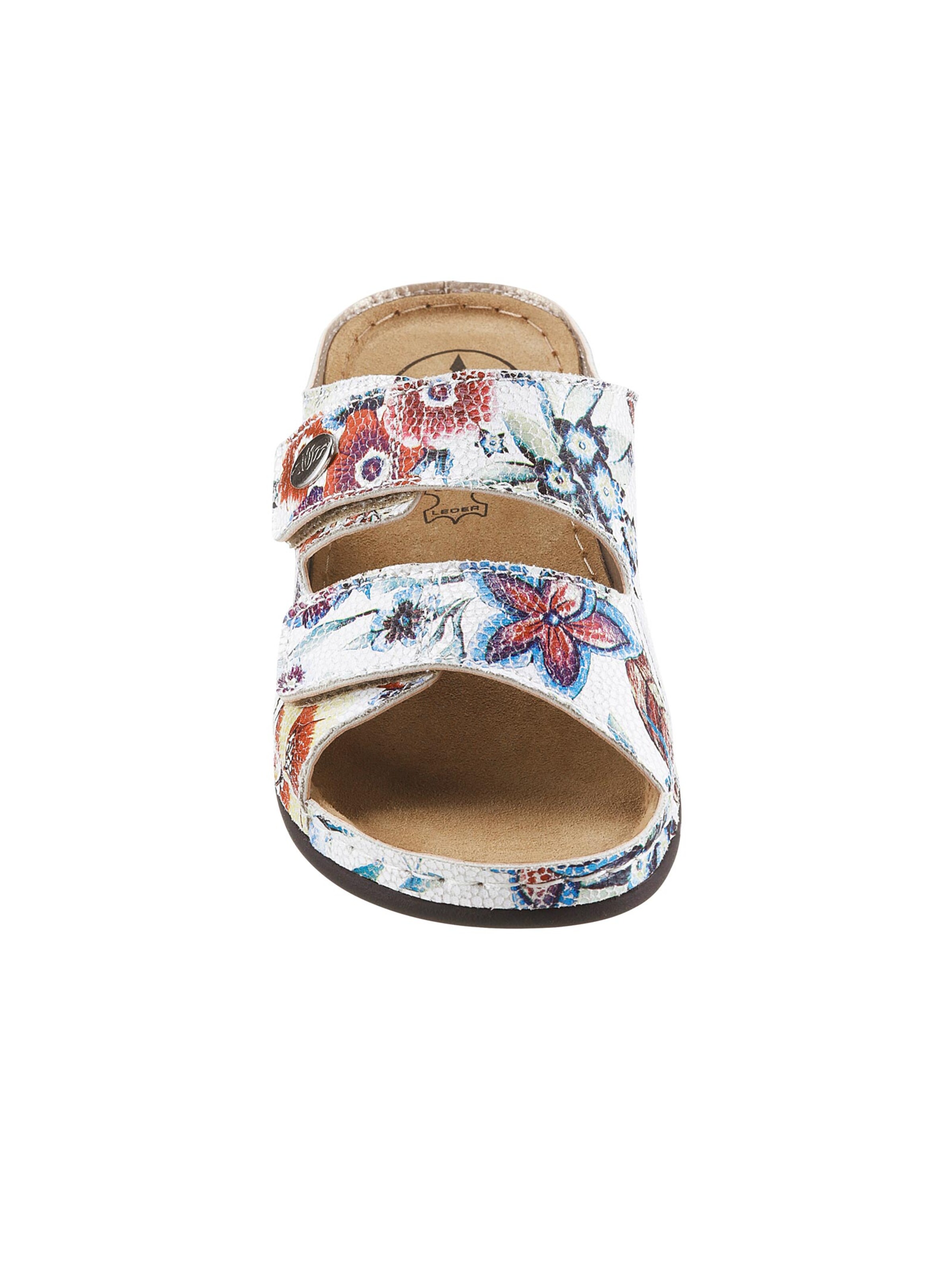 Franken Schuhe Pantolette - weiß-geblümt