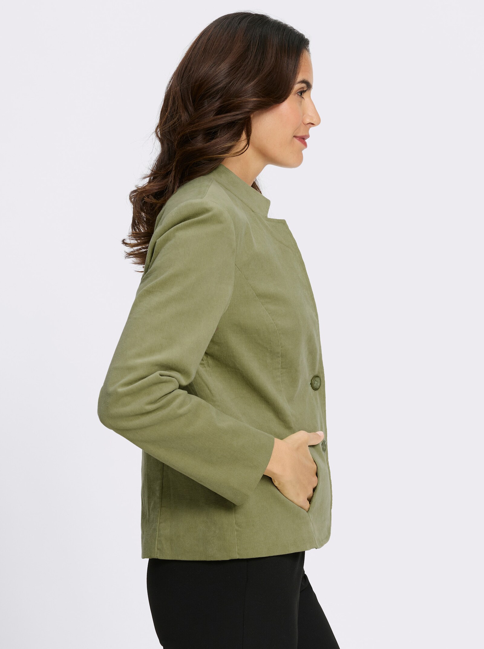 Cordblazer mit Stehkragen - schilf