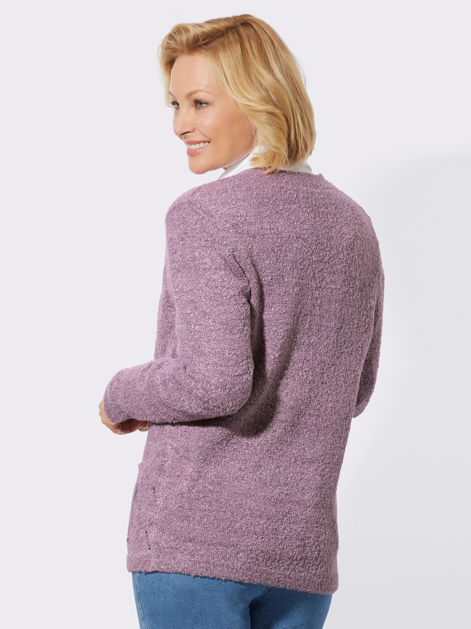 Vest in bouclélook - mauve gemêleerd