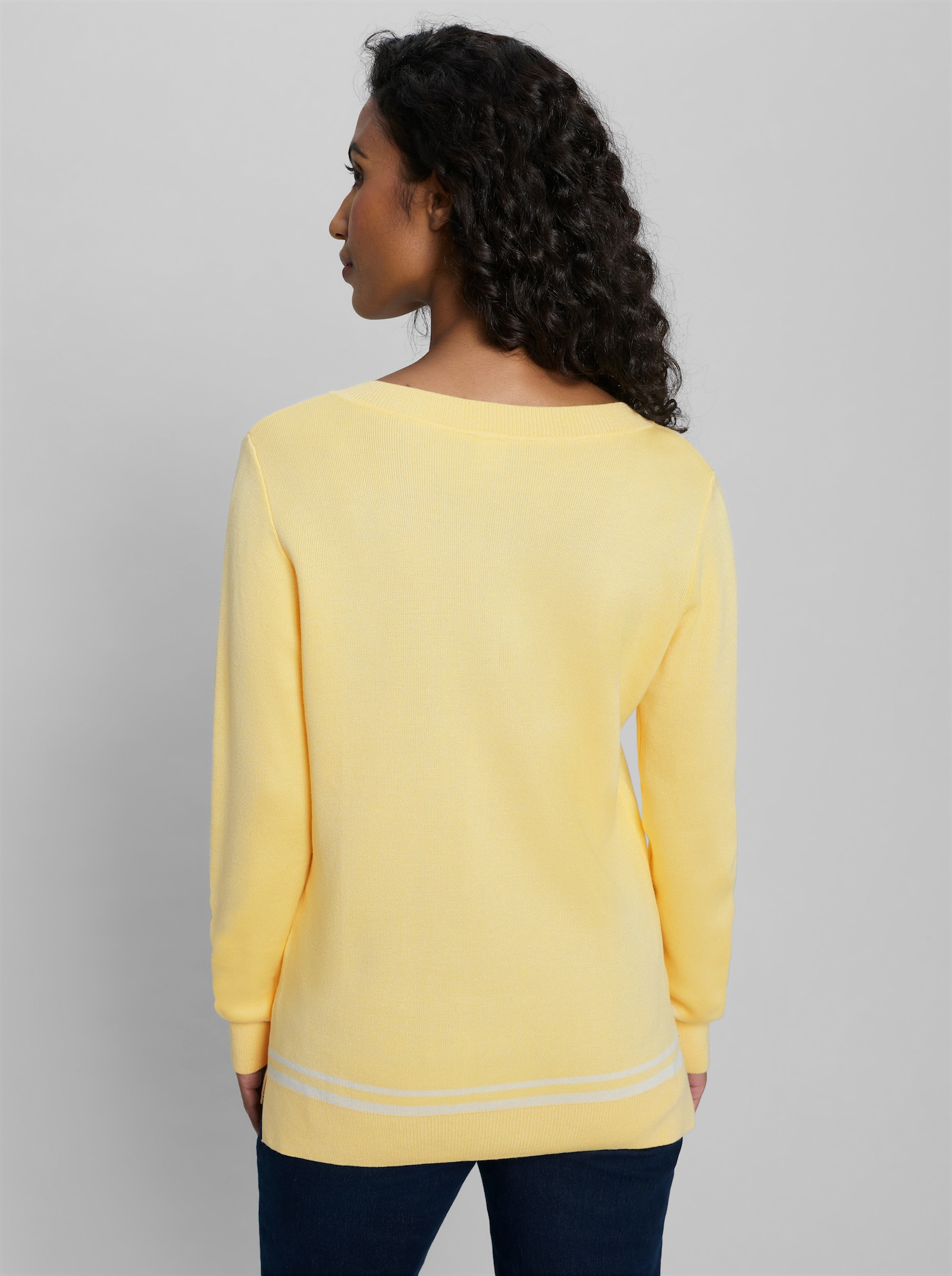 heine Pullover mit tiefem V-Ausschnitt - zitrone-ecru
