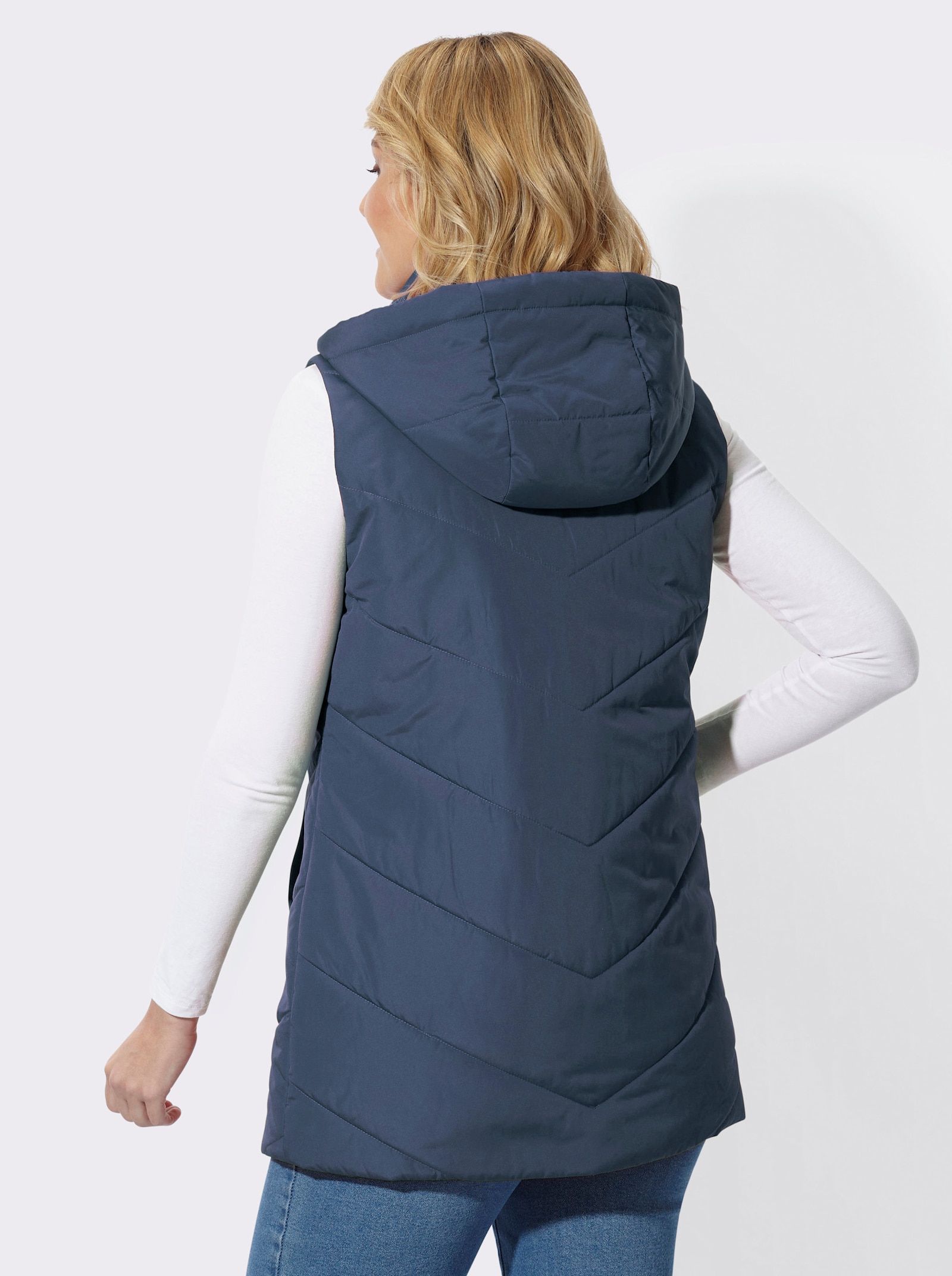 Longweste mit Steppmuster - rauchblau