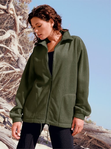 Fleecejacke Kordeldurchzug am Saum - grün
