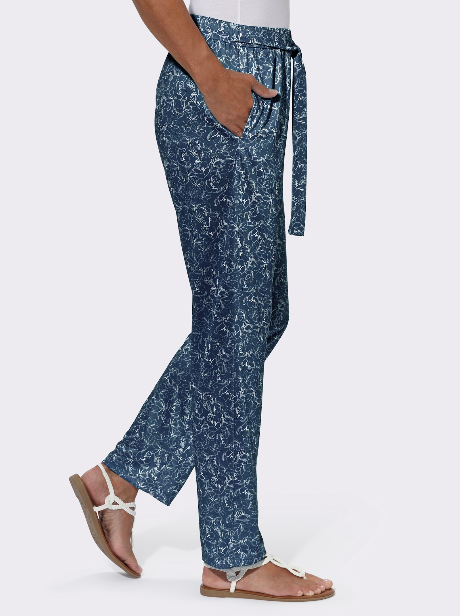 Jerseyhose mit dezentem Druck - marine-ecru-bedruckt