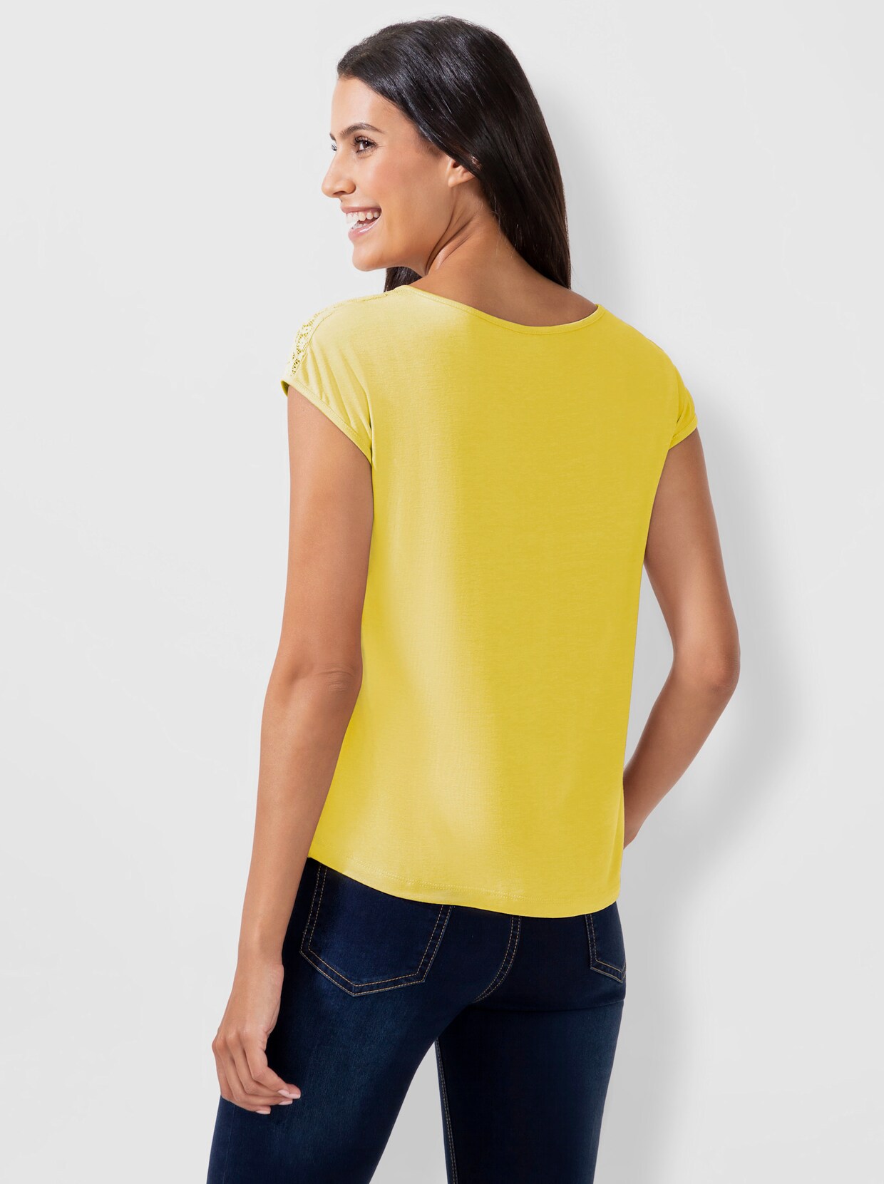 Shirt met V-hals - geel