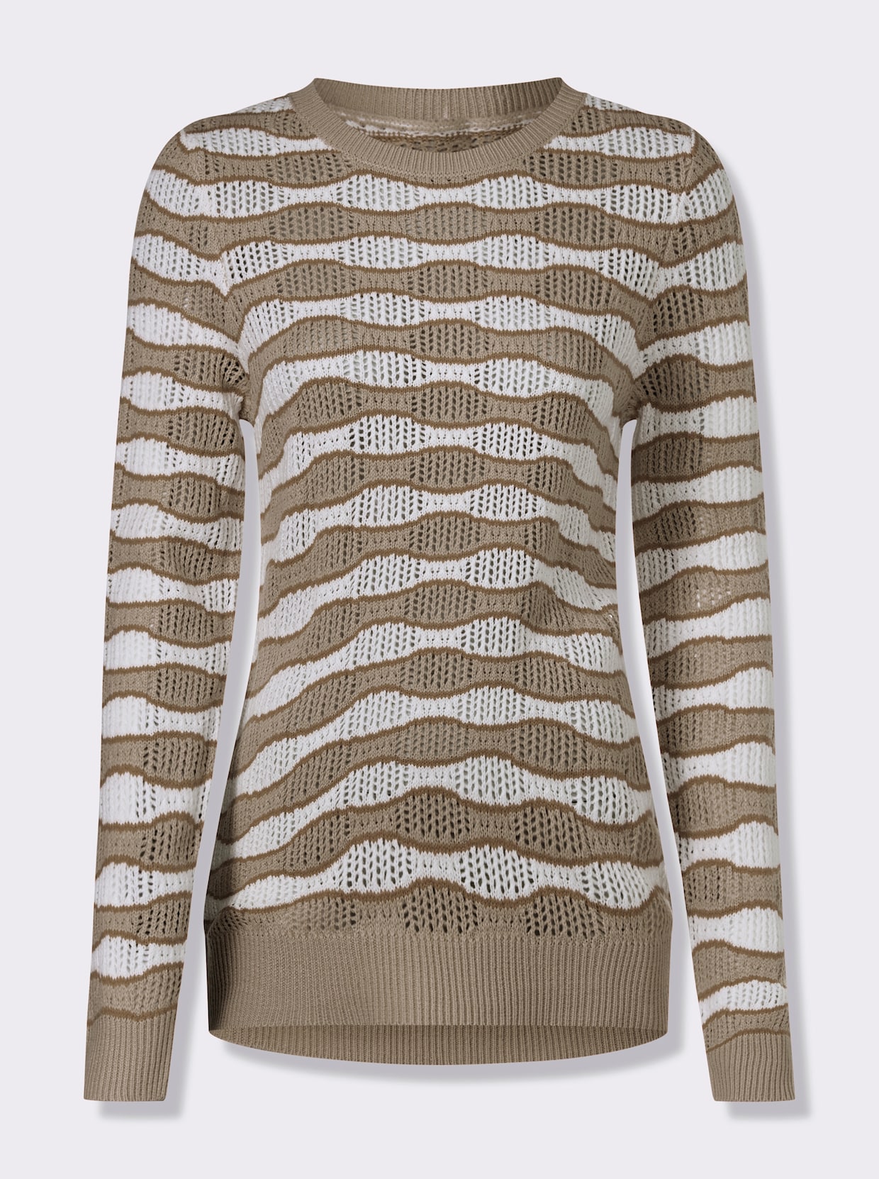 Ajourpullover - sesam-ecru-gemustert