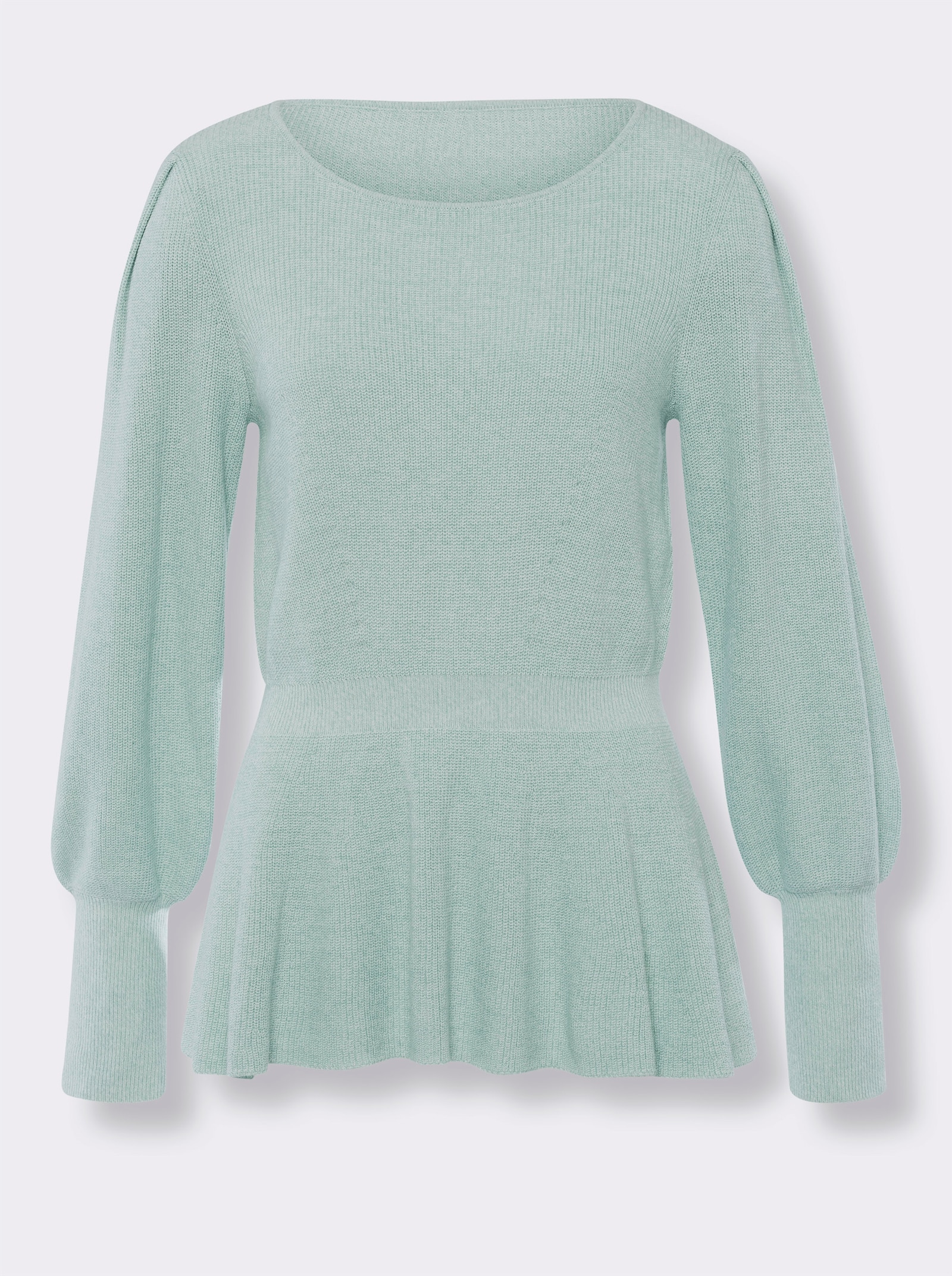 heine Rundhalspullover mit Einstrickmuster in Gürteloptik - kalkmint-ecru-meliert
