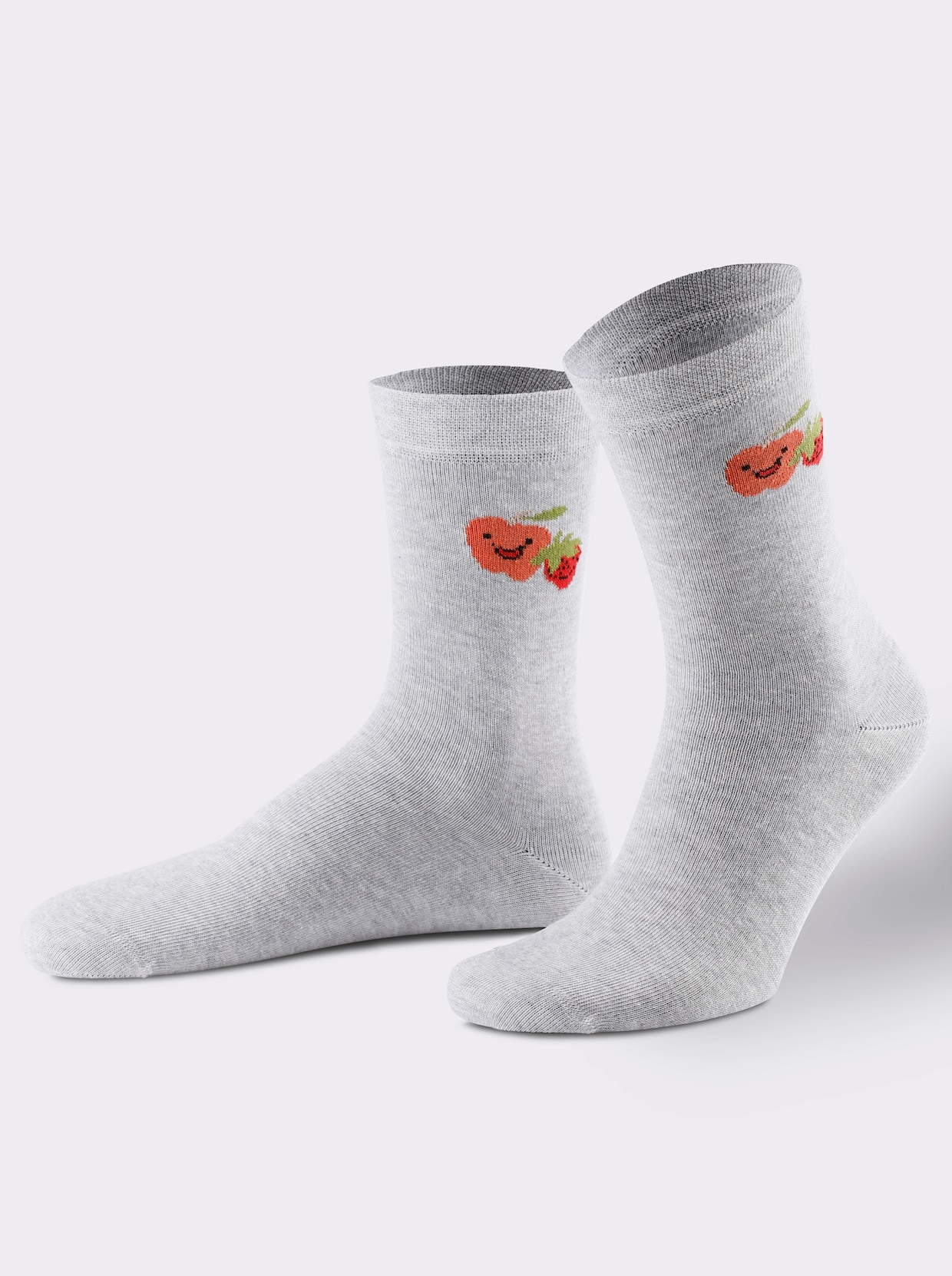 wäschepur Damen-Socken - hellgrau-meliert-weiss