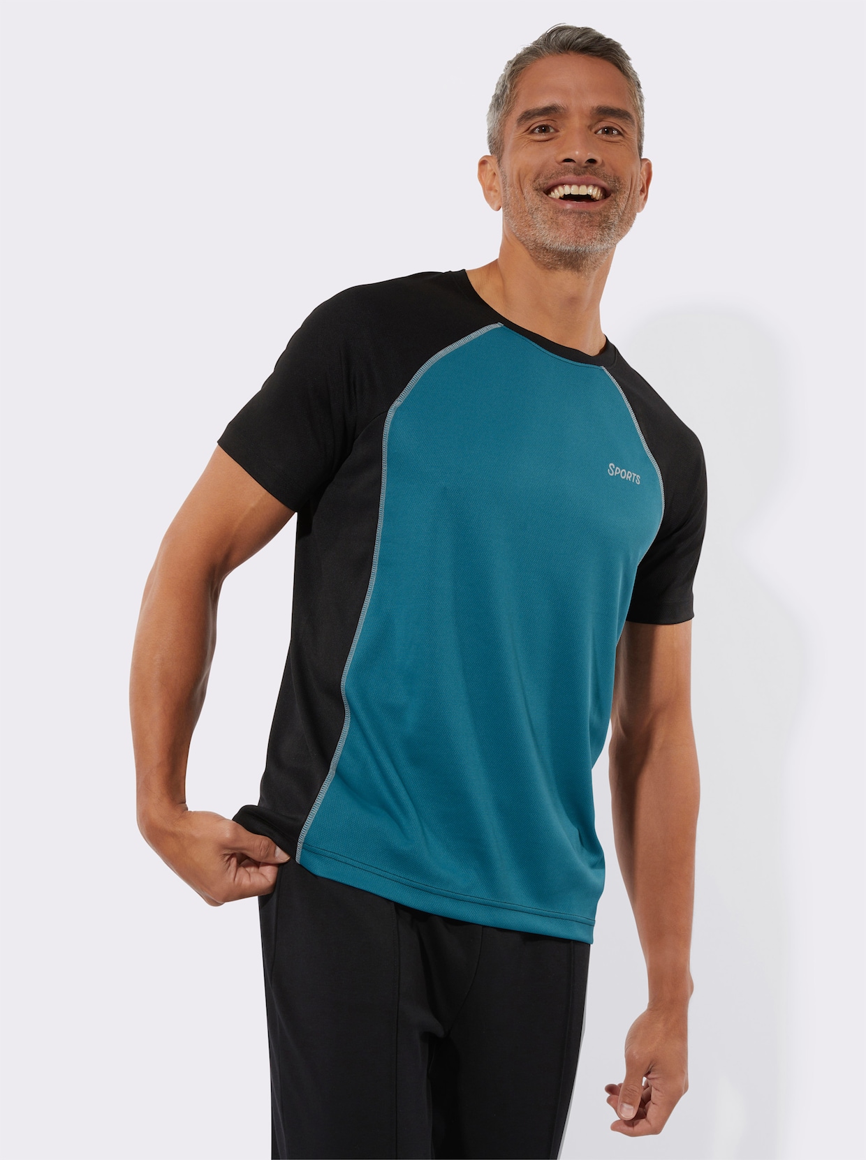 Sportshirt - schwarz-petrol