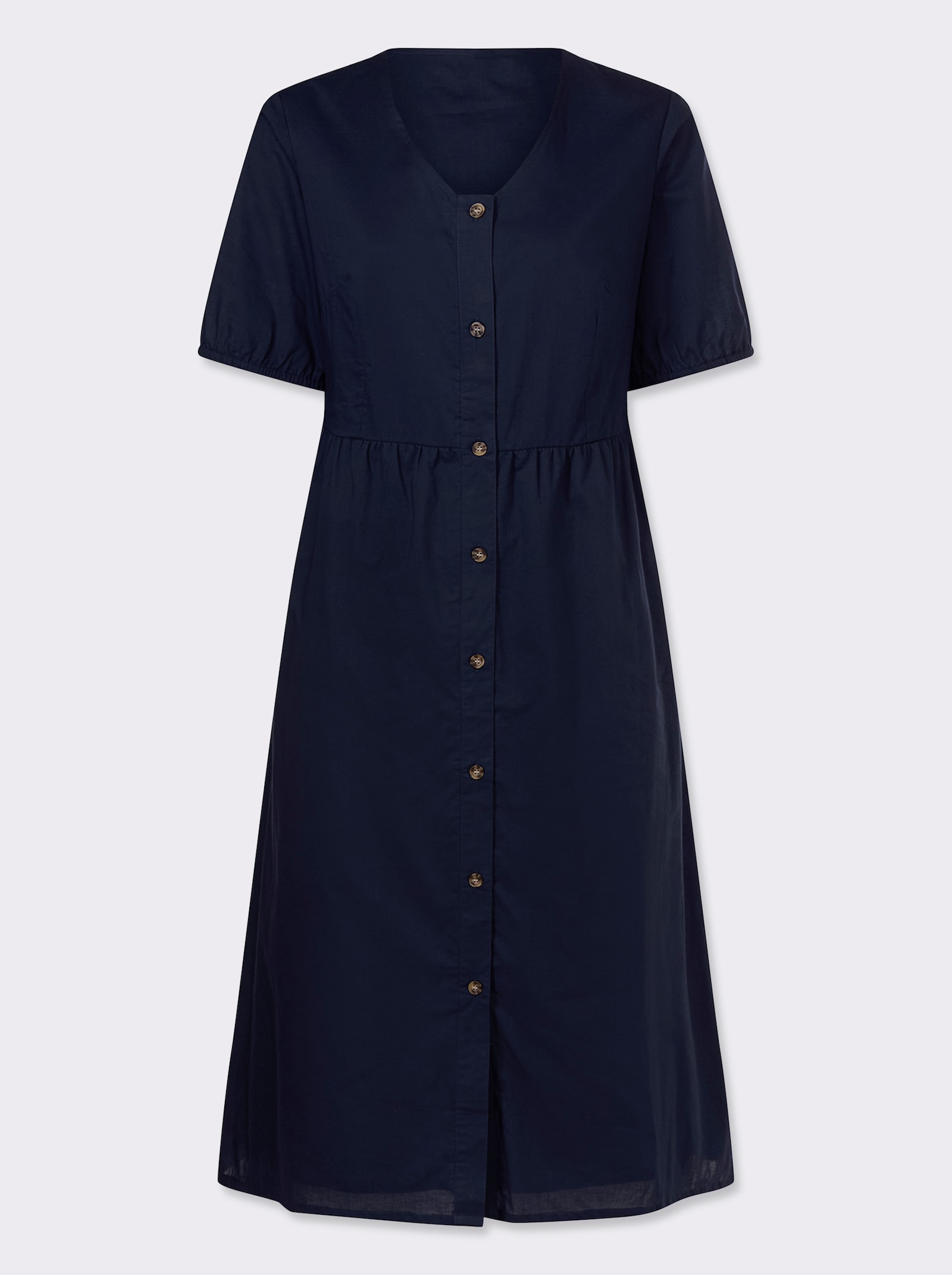 Katoenen jurk met doorknoopsluiting - donkerblauw