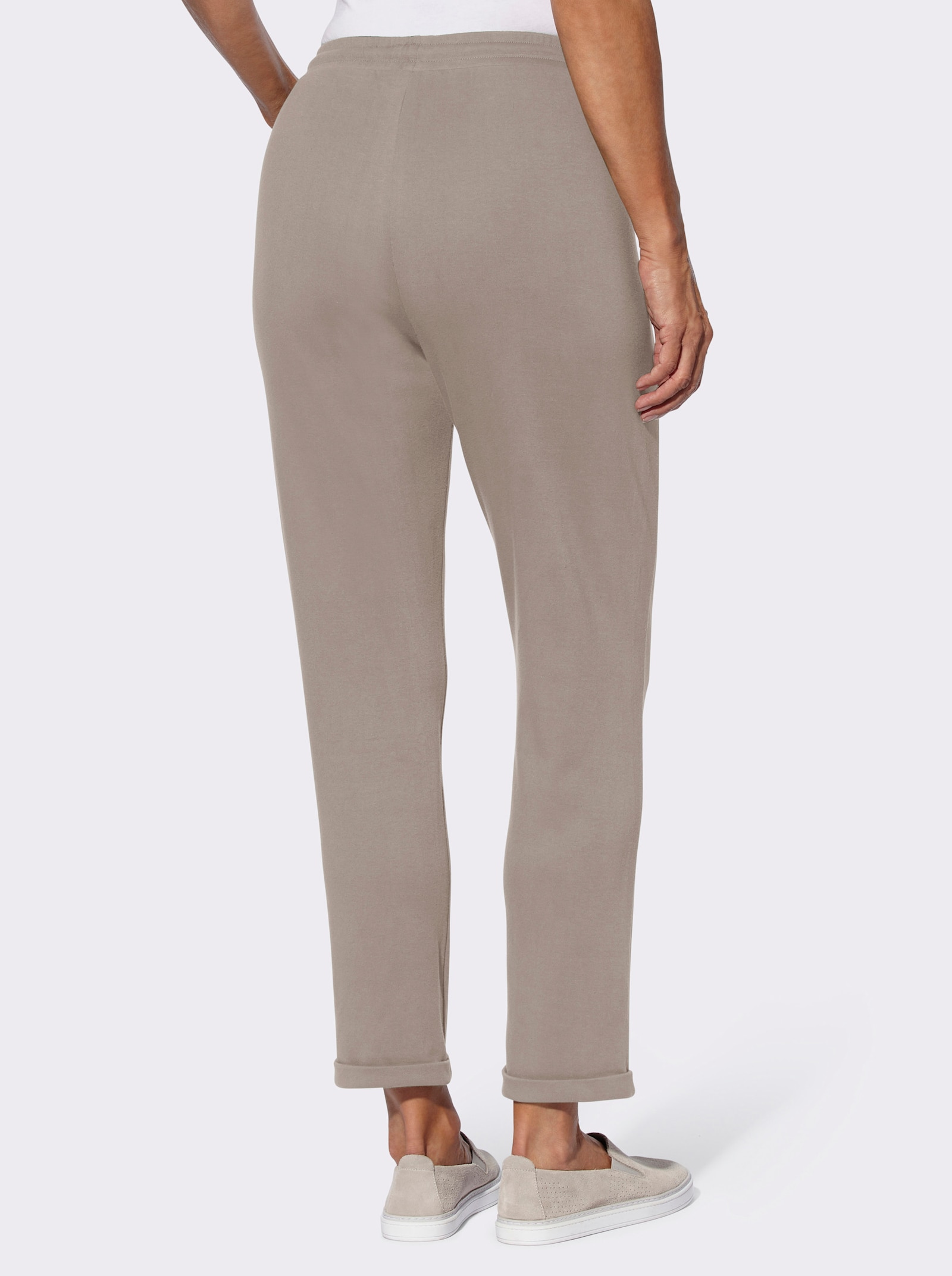 Sweathose mit Blütenstickerei - sesam