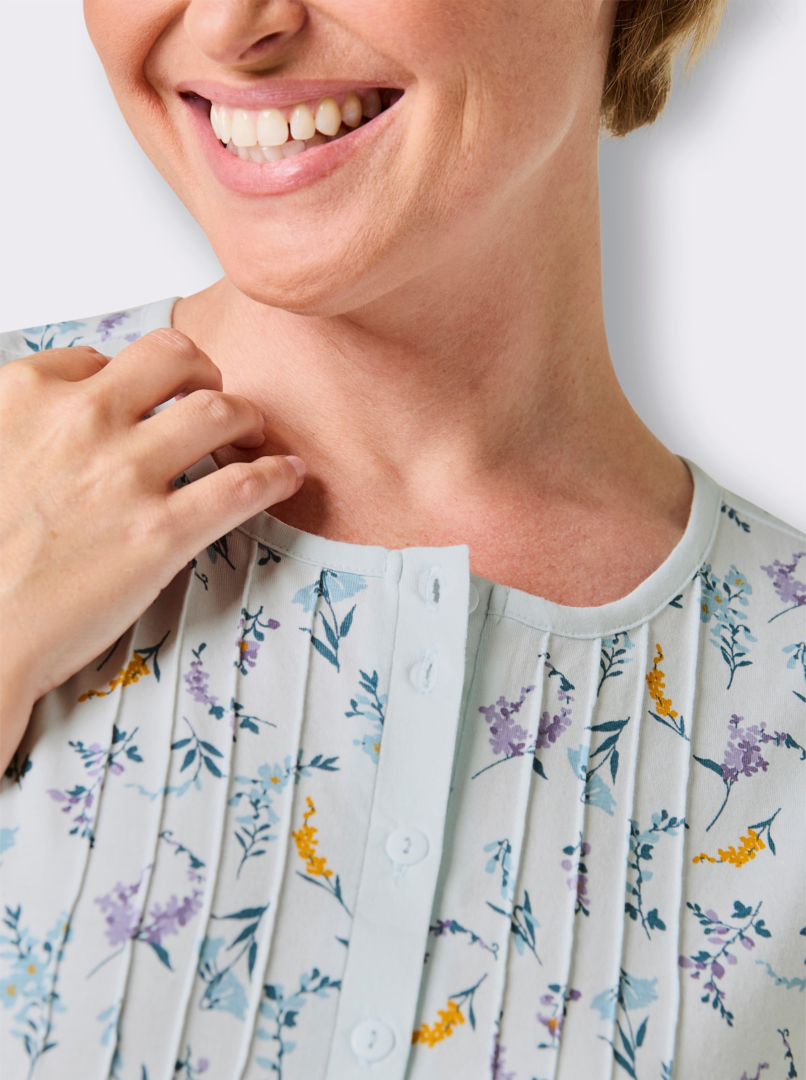 Comtessa Nachthemd - kalkmint-bedruckt