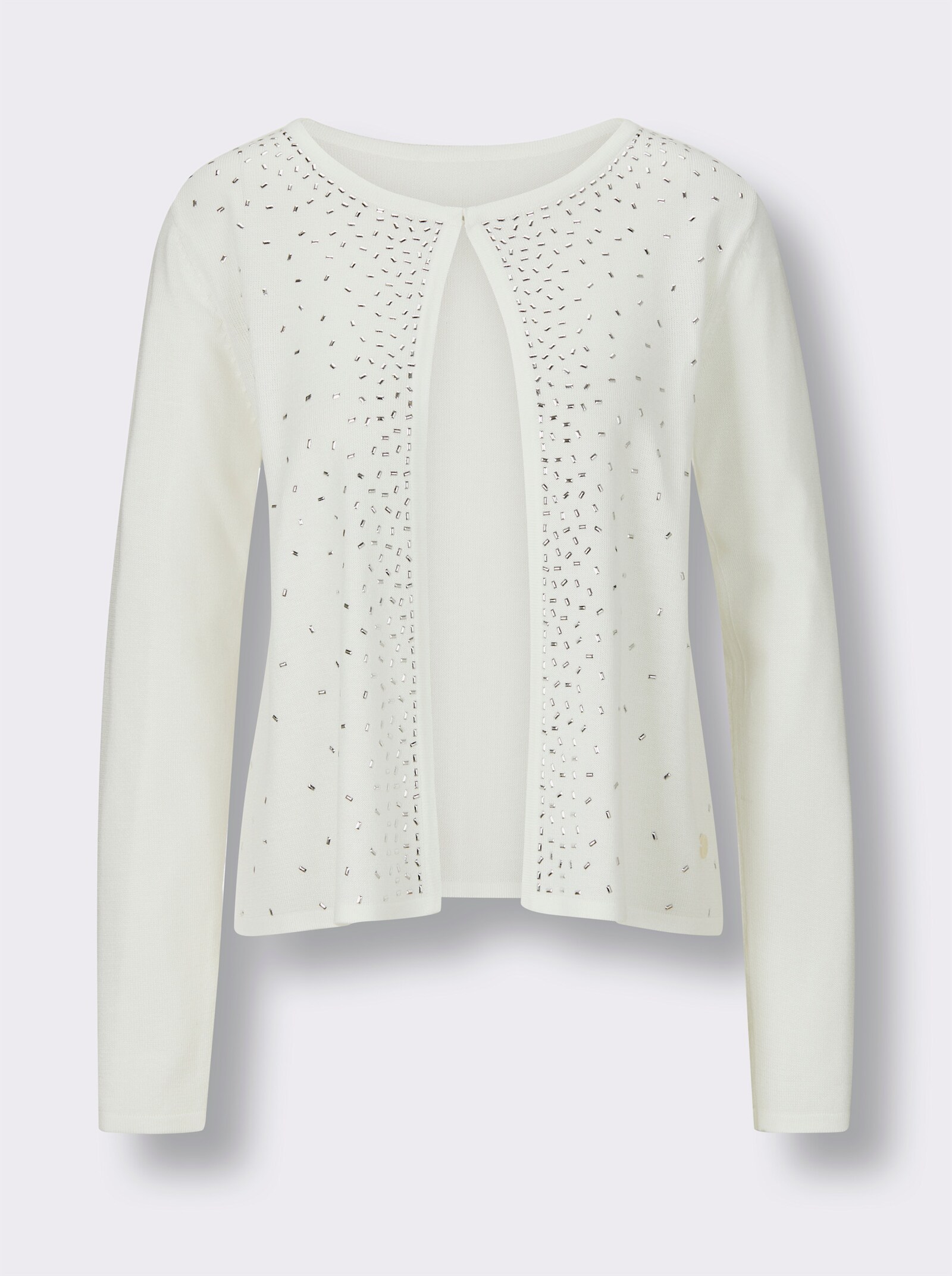 CREATION L PREMIUM Feinstrickjacke mit Verzierungen vorne - ecru