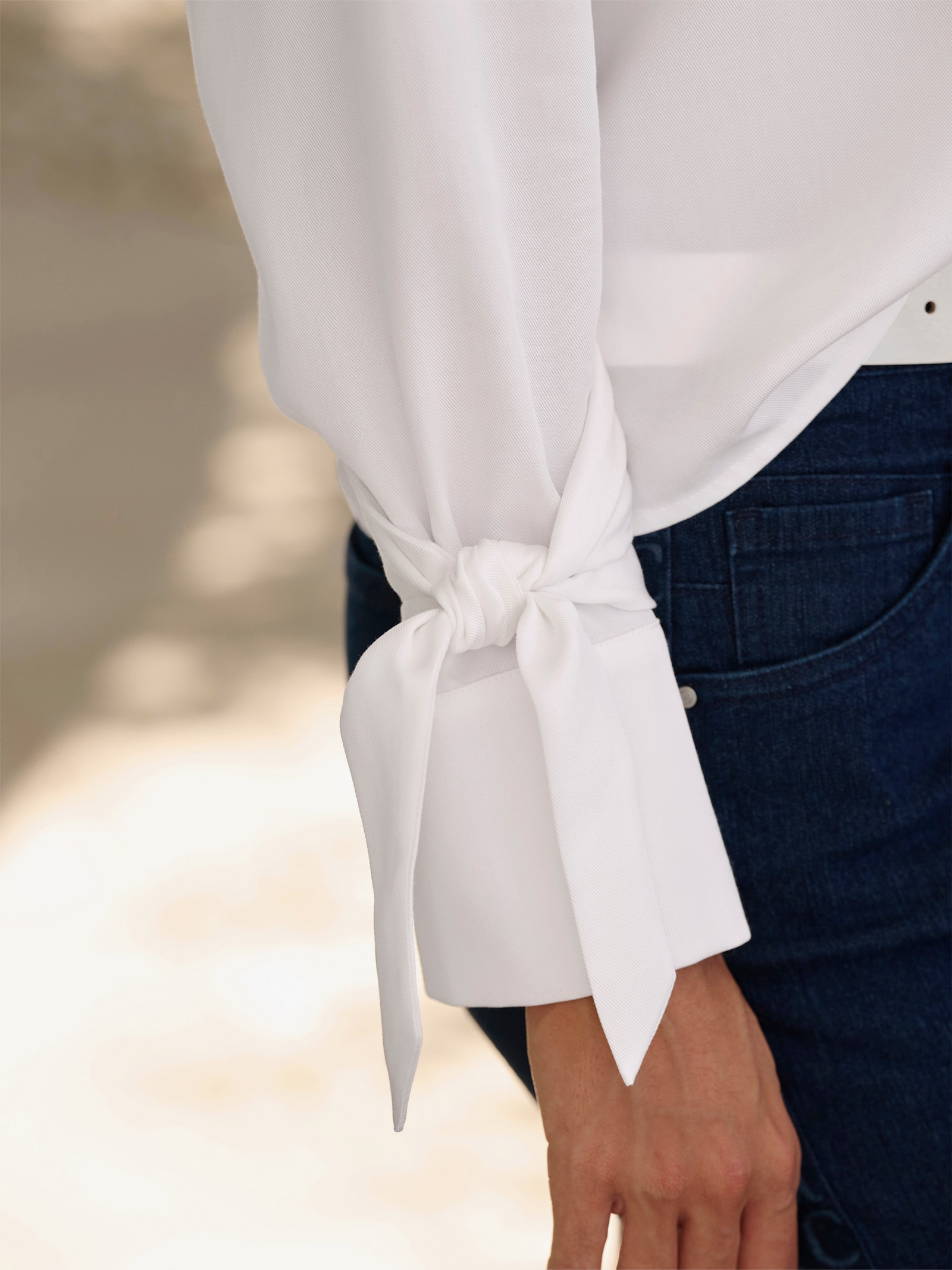 heine Langarm-Bluse mit Hemdkragen - weiss