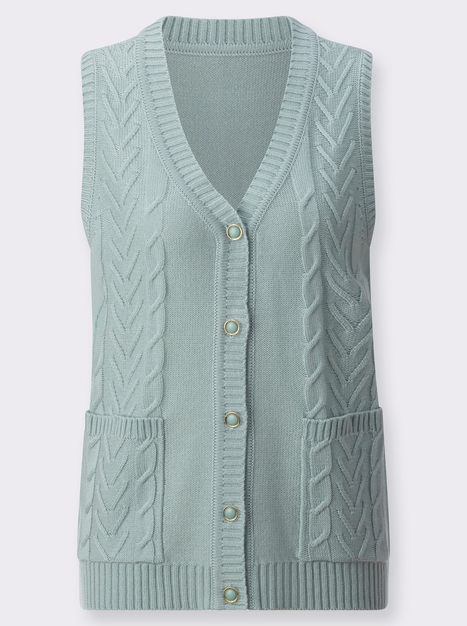 Strickweste mit Schmuckknöpfen - kalkmint
