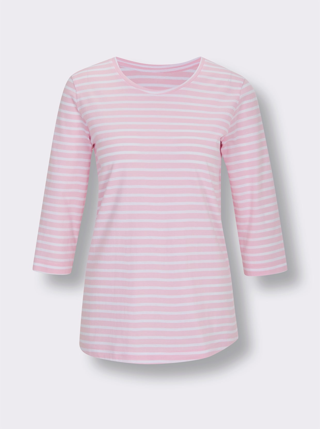wäschepur Schlafanzug-Shirt - weiß-rosé-geringelt