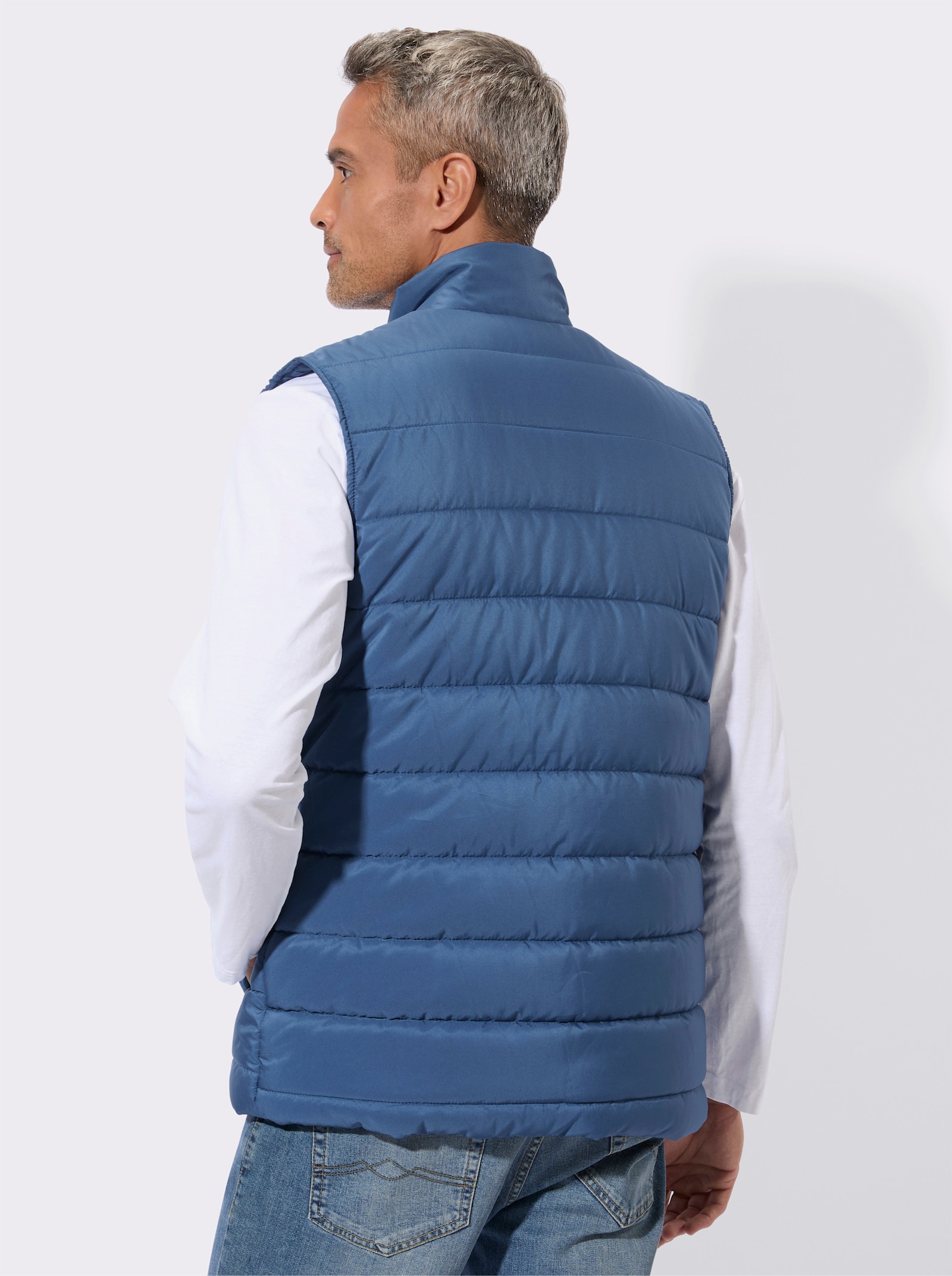 Bodywarmer met opstaande kraag - jeansblauw